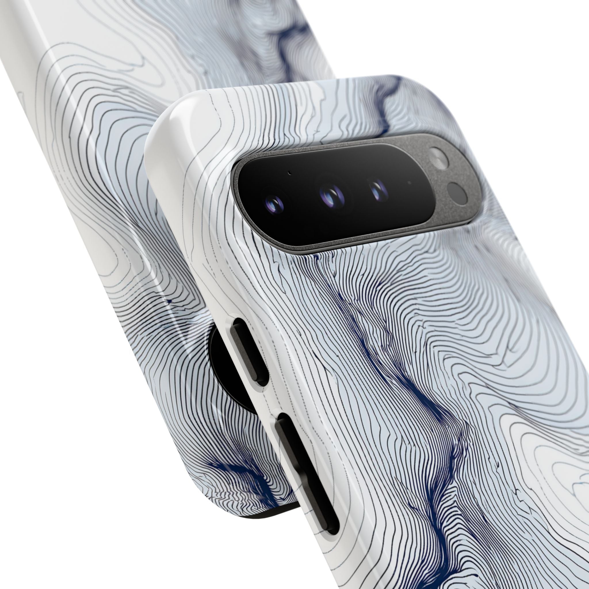 White Tough Phone Case for Google Pixel - Nordic Ridge Topo