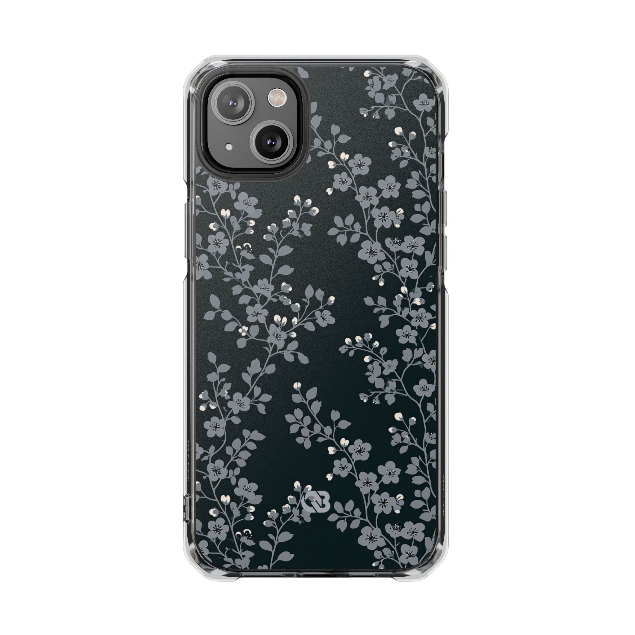 Black Impact MagSafe Phone Case for iPhone - Midnight Slate Blossom