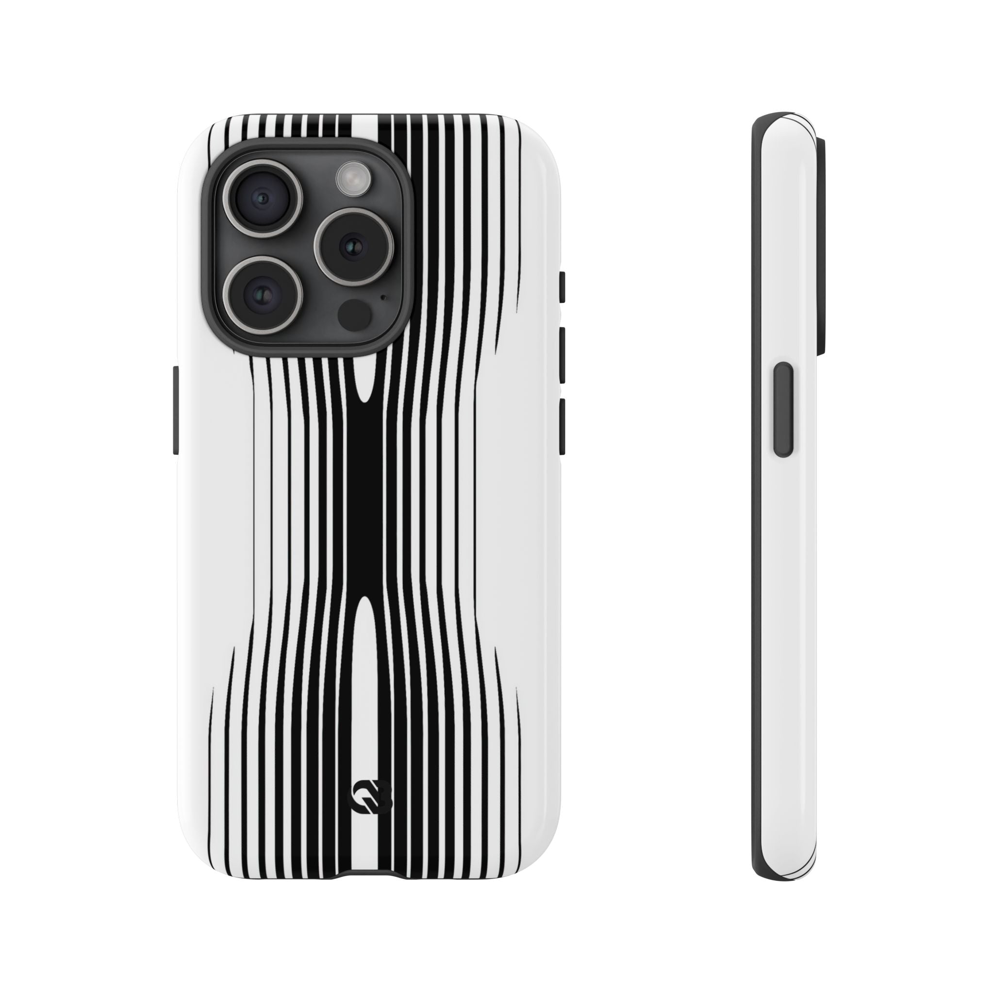 White Tough Phone Case for iPhone - Kinetic Mono Distortion
