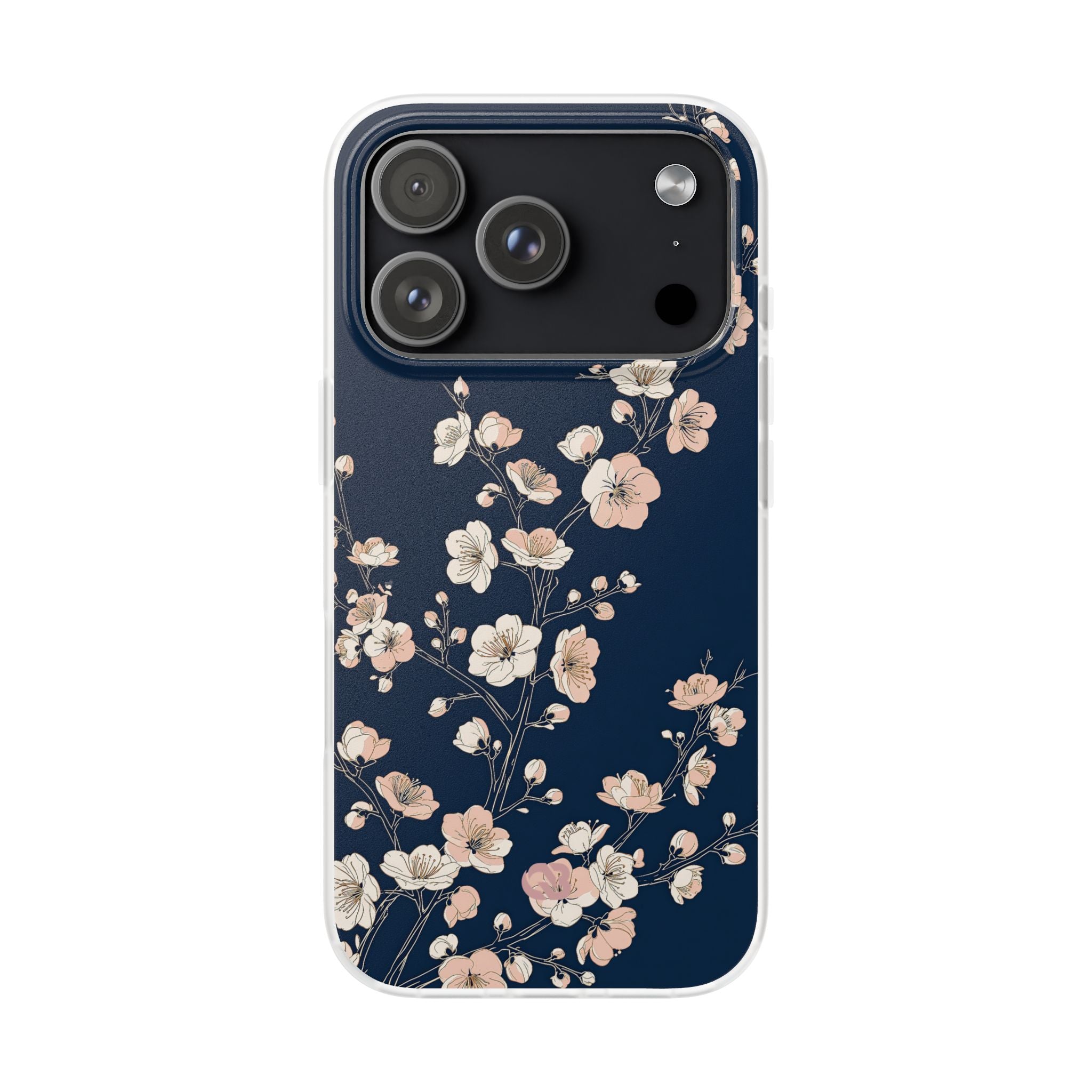 Blue Lite Phone Case for iPhone - Midnight Peach Sakura