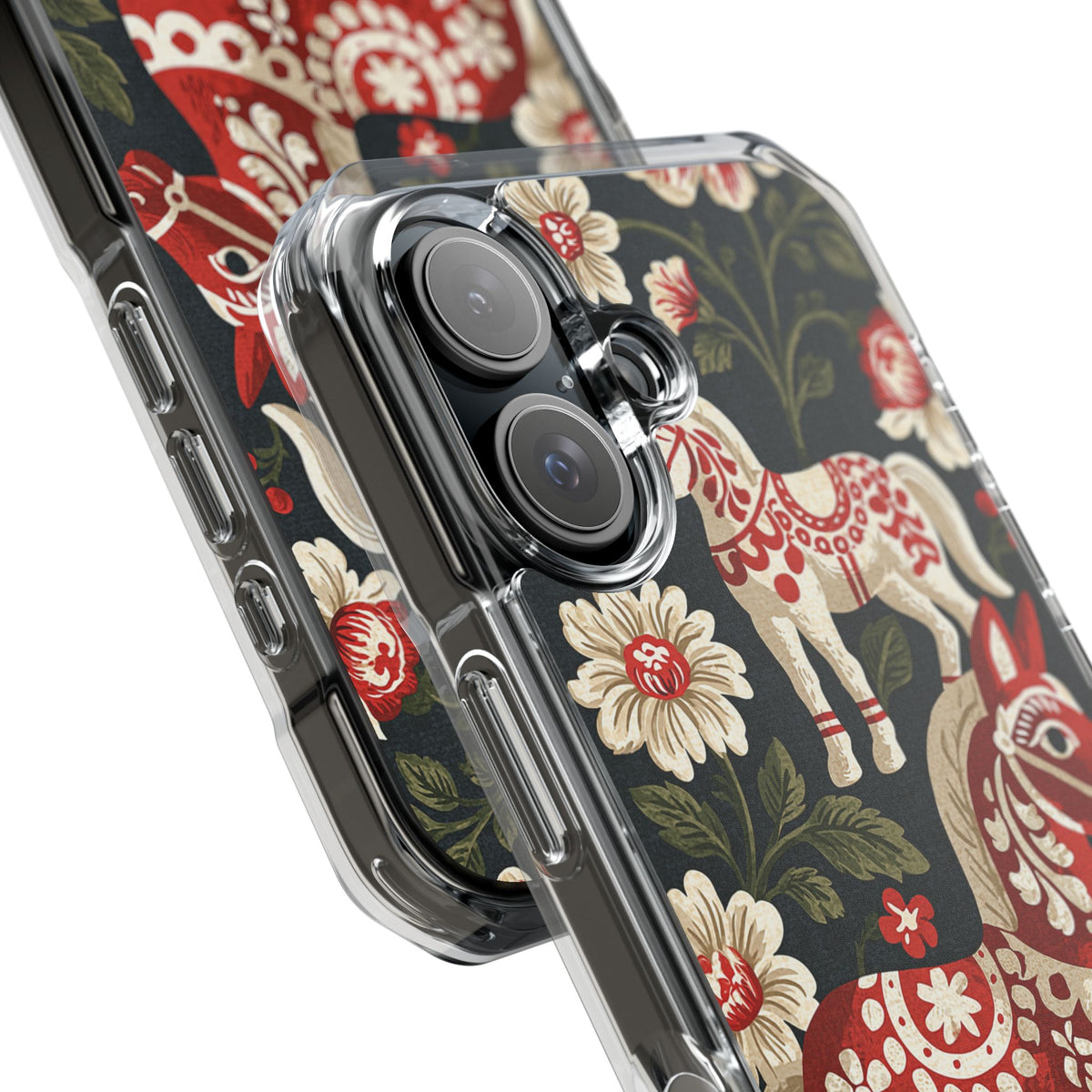 Nordic Dala Meadow · Clear Impact Magnetic Phone Case for iPhone · Red
