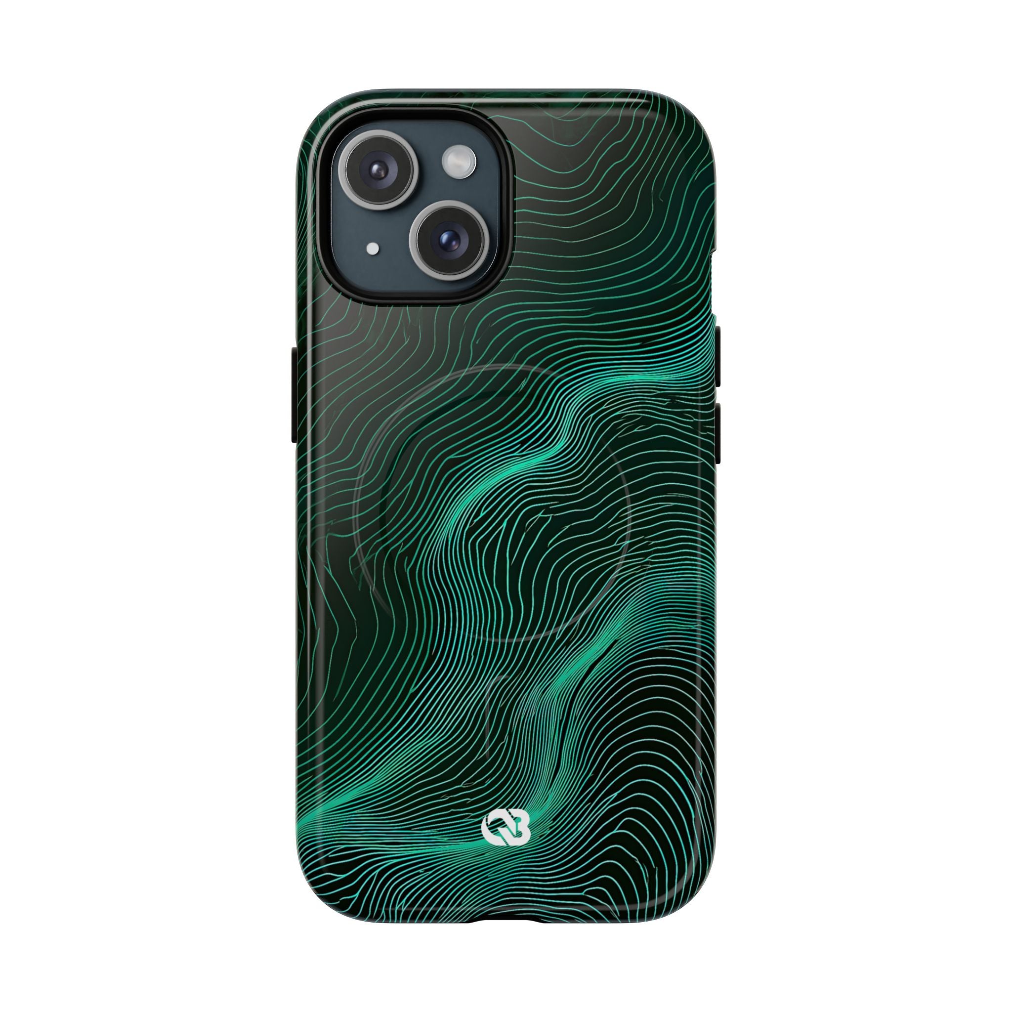 Teal Tough 2.0 Magsafe Phone Case for iPhone - Neon Jade Contour
