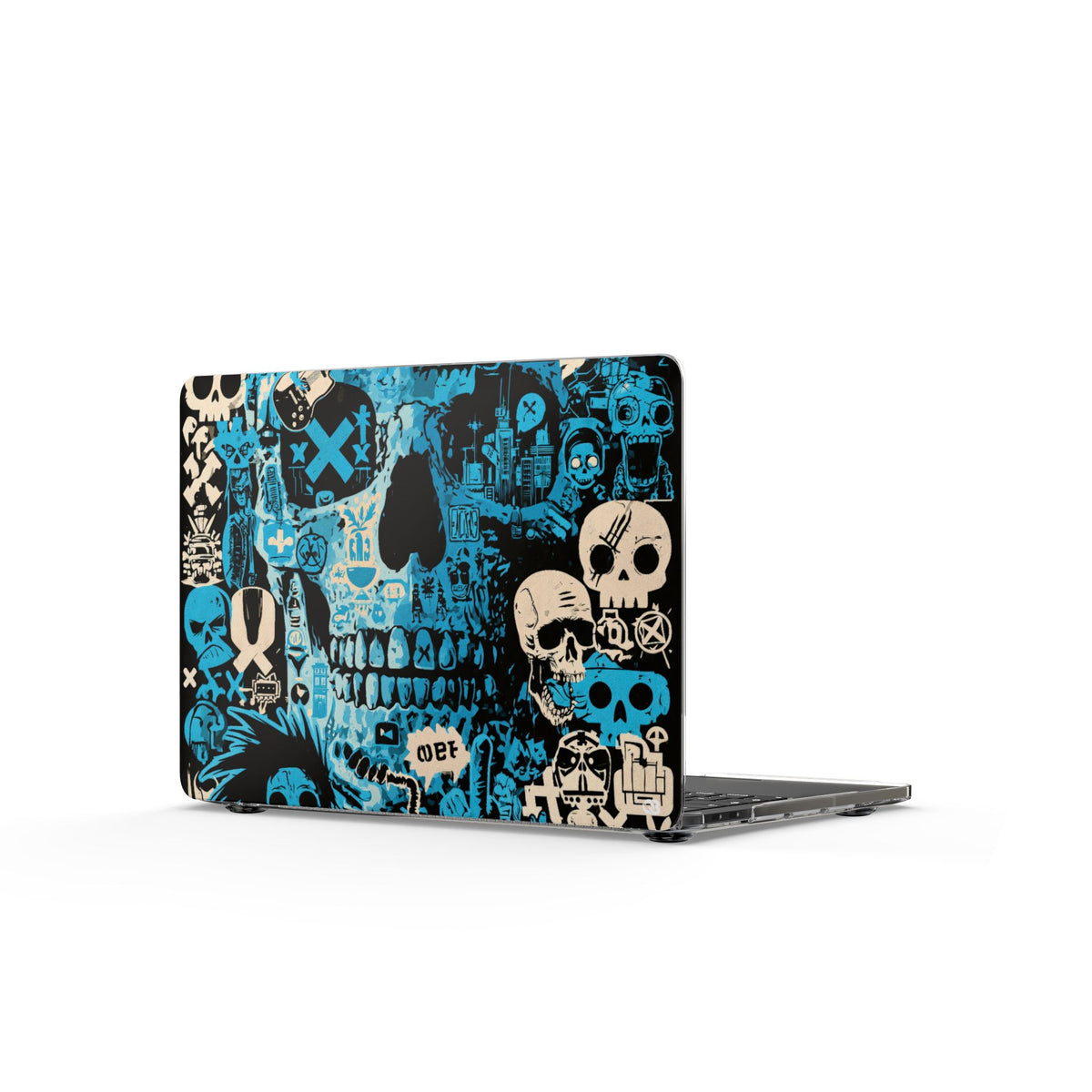 Electric Skull Graffiti · Clear Hard Case for MacBook · Blue