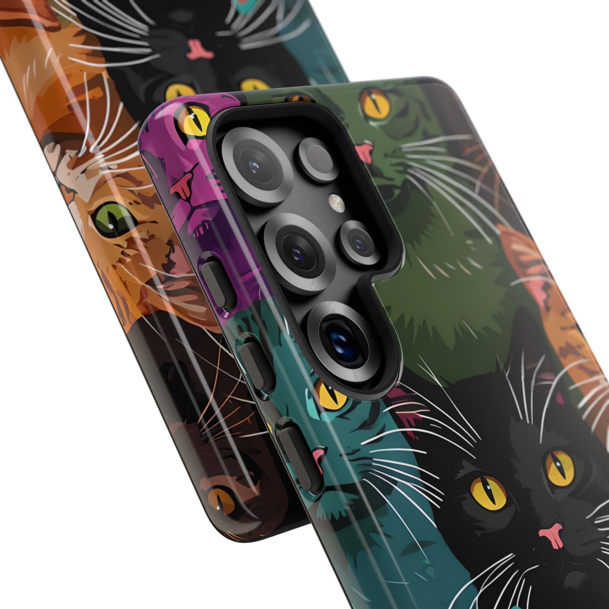 Teal Cat Grid Samsung S25 Ultra Case - Tough