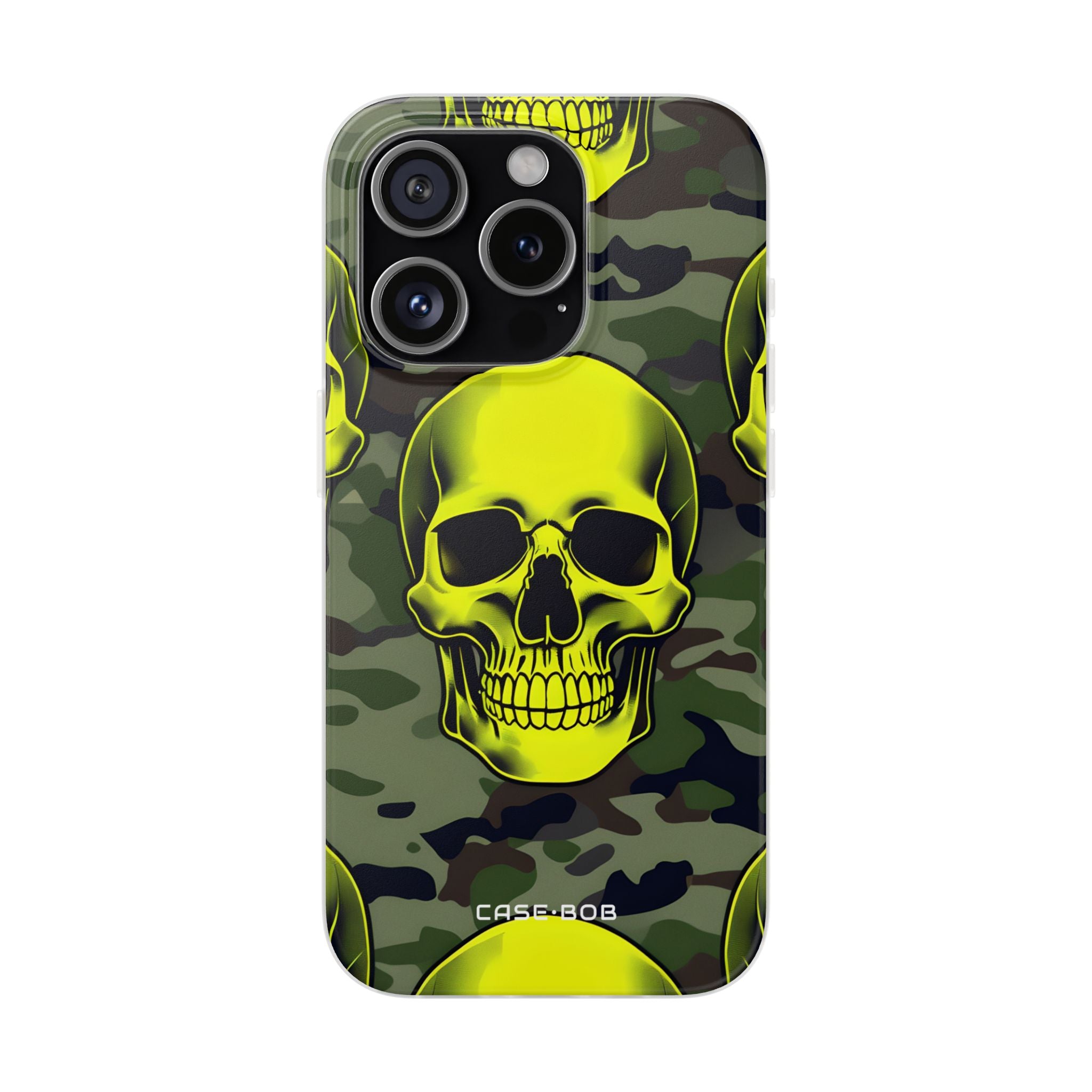 Neon Schädel Camo iPhone 15 Pro Case - Soft