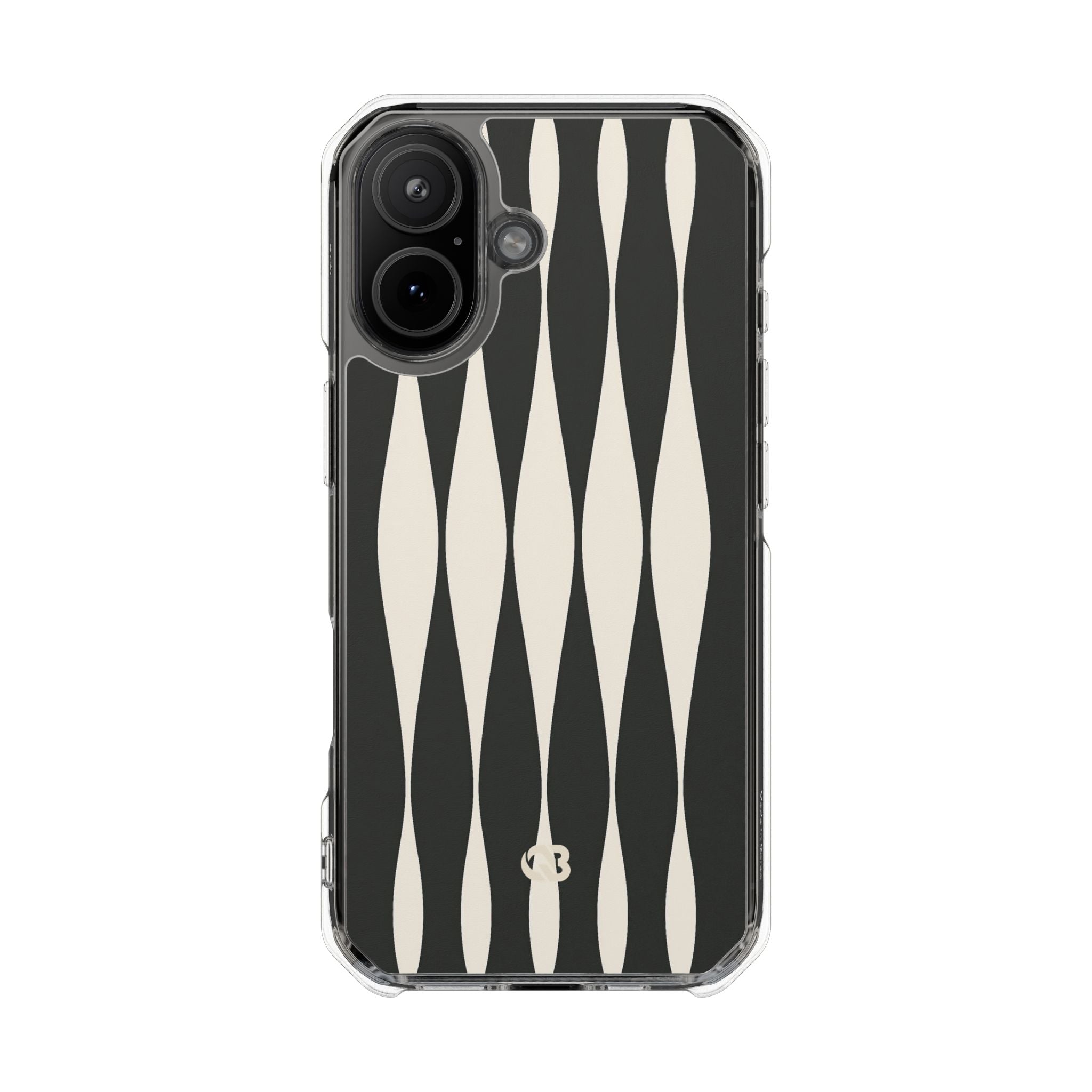 Black Impact MagSafe Phone Case for iPhone - Ivory Spindle Grid