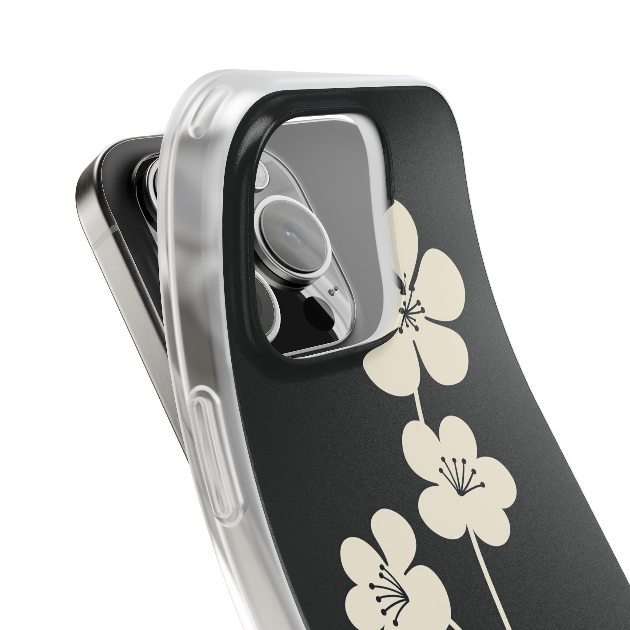 Black Lite Phone Case for iPhone - Obsidian Cream Bloom