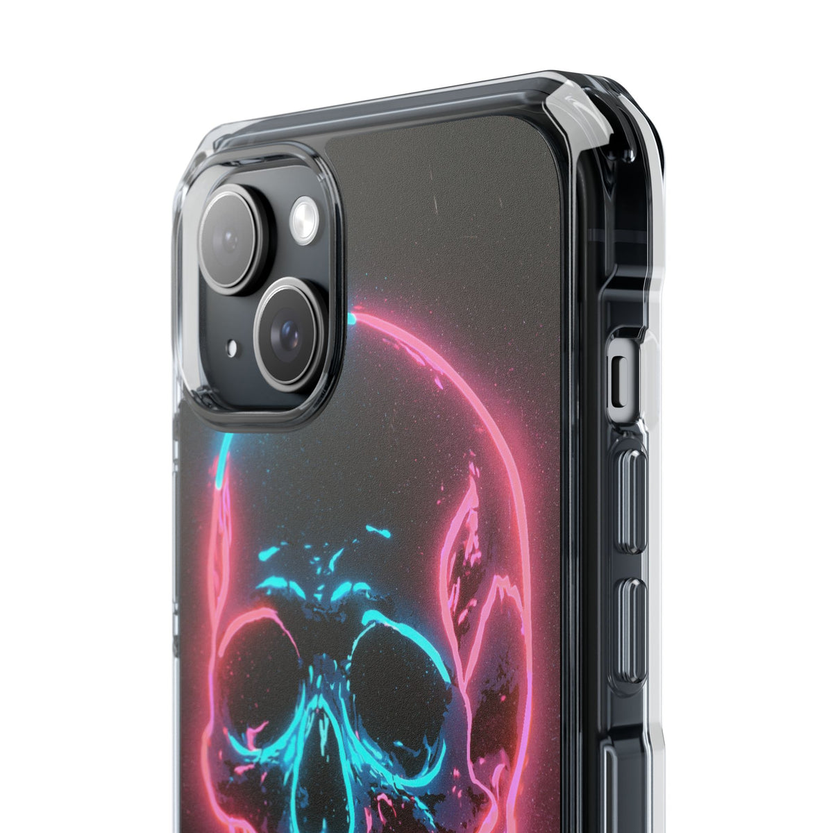 Neon Drip Skull · Clear Impact Magnetic Phone Case for iPhone · Black