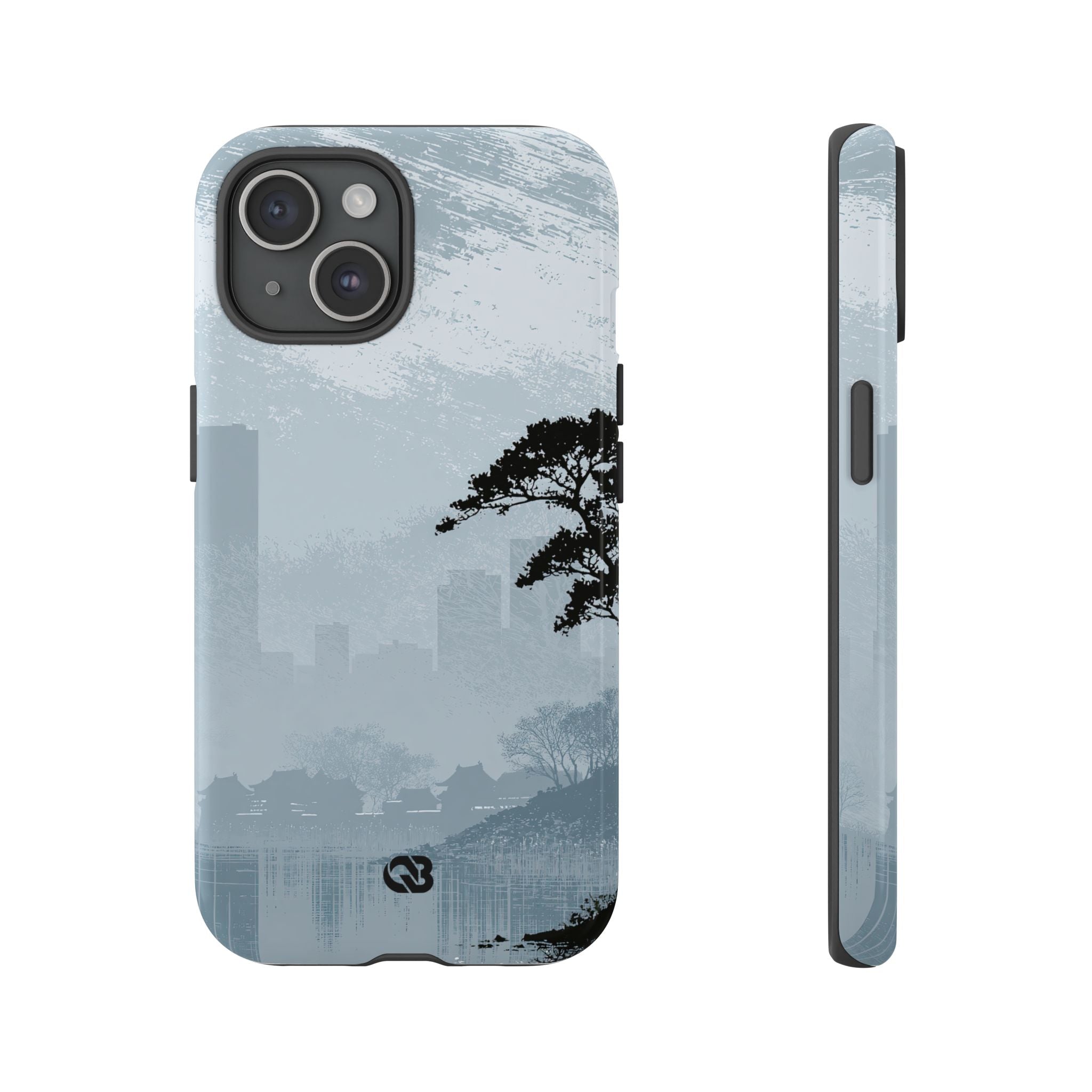Grey Tough Phone Case for iPhone - Steel Slate Zen