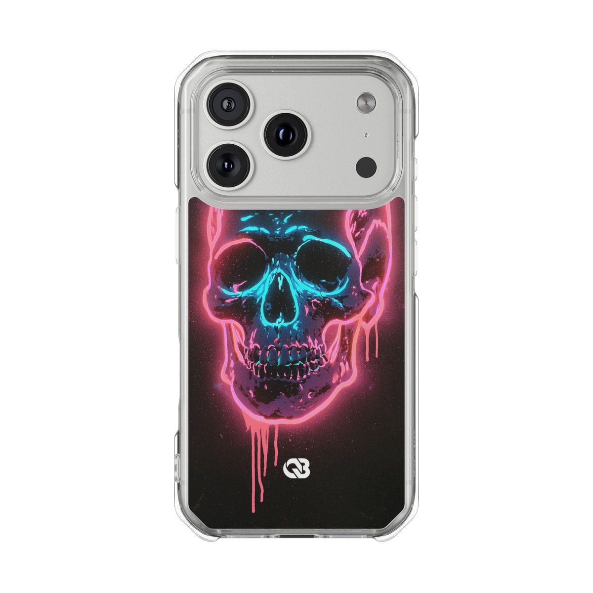 Neon Drip Skull · Clear Impact Magnetic Phone Case for iPhone · Black