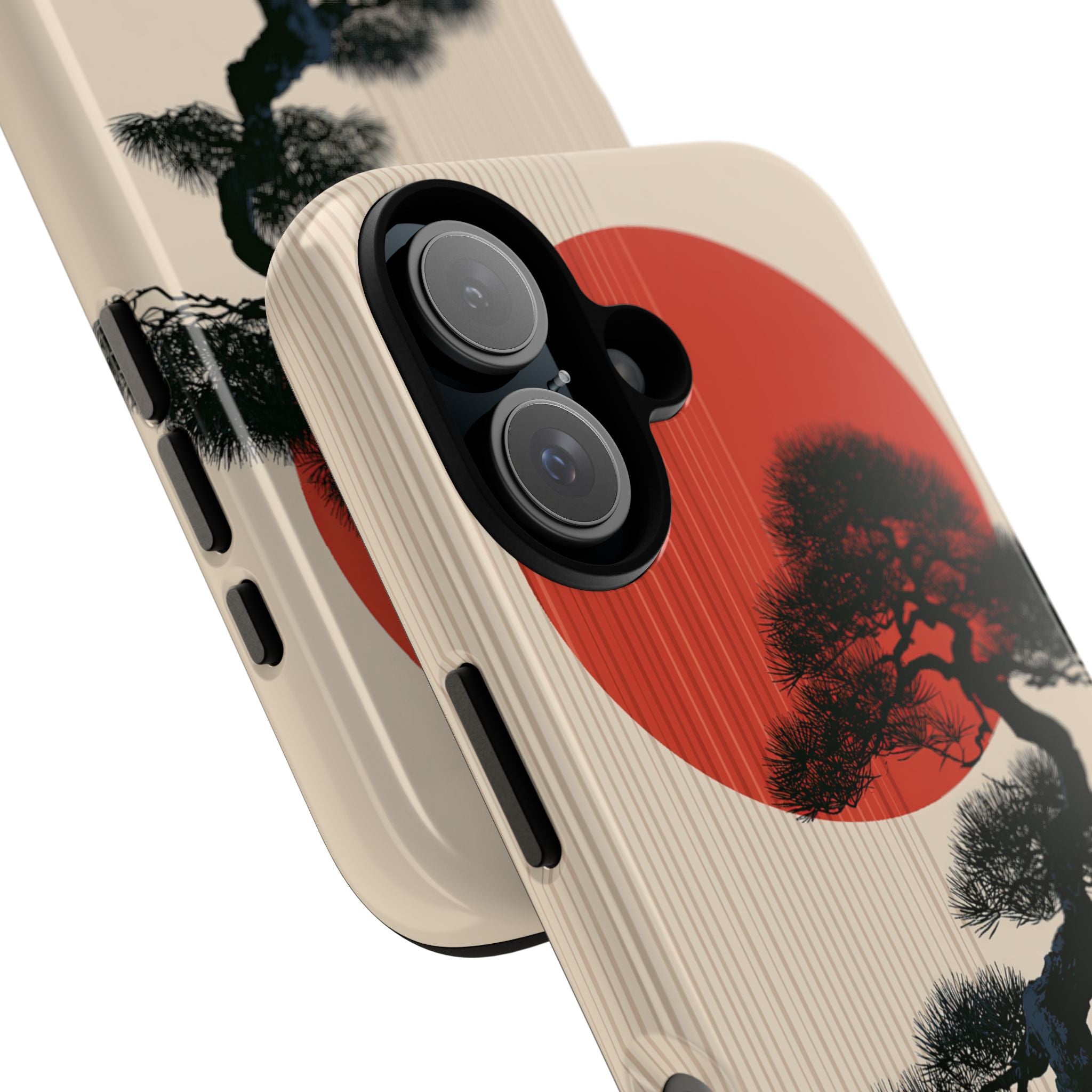 Beige Tough Phone Case for iPhone - Kyoto Crimson Pine