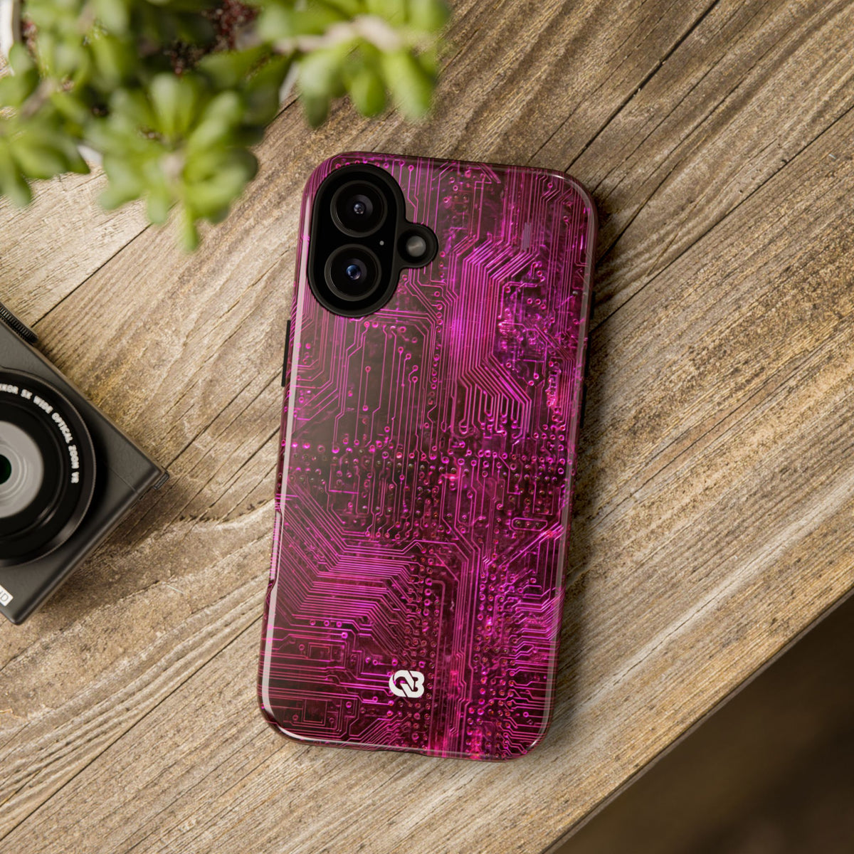 Magenta Circuit Trace · Tough Phone Case for iPhone · Pink