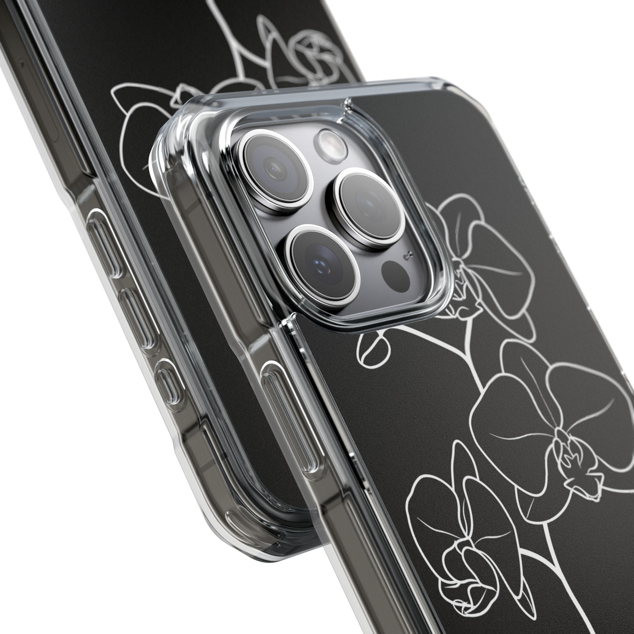 Black Impact MagSafe Phone Case for iPhone - Noir Alabaster Orchid
