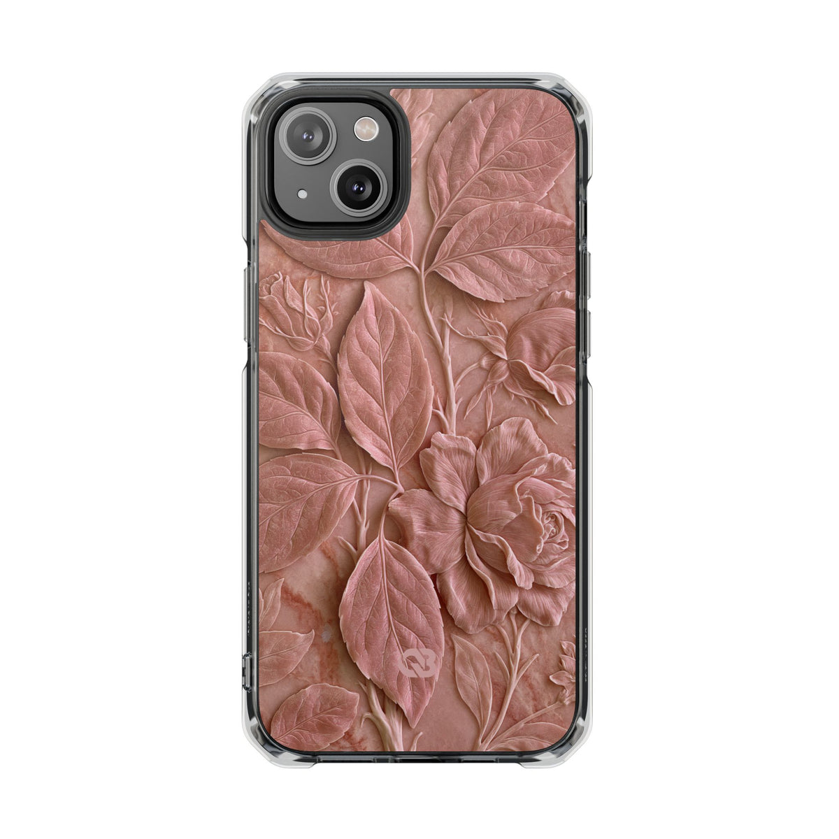 Blush Rose Relief · Clear Impact Magnetic Phone Case for iPhone · Pink
