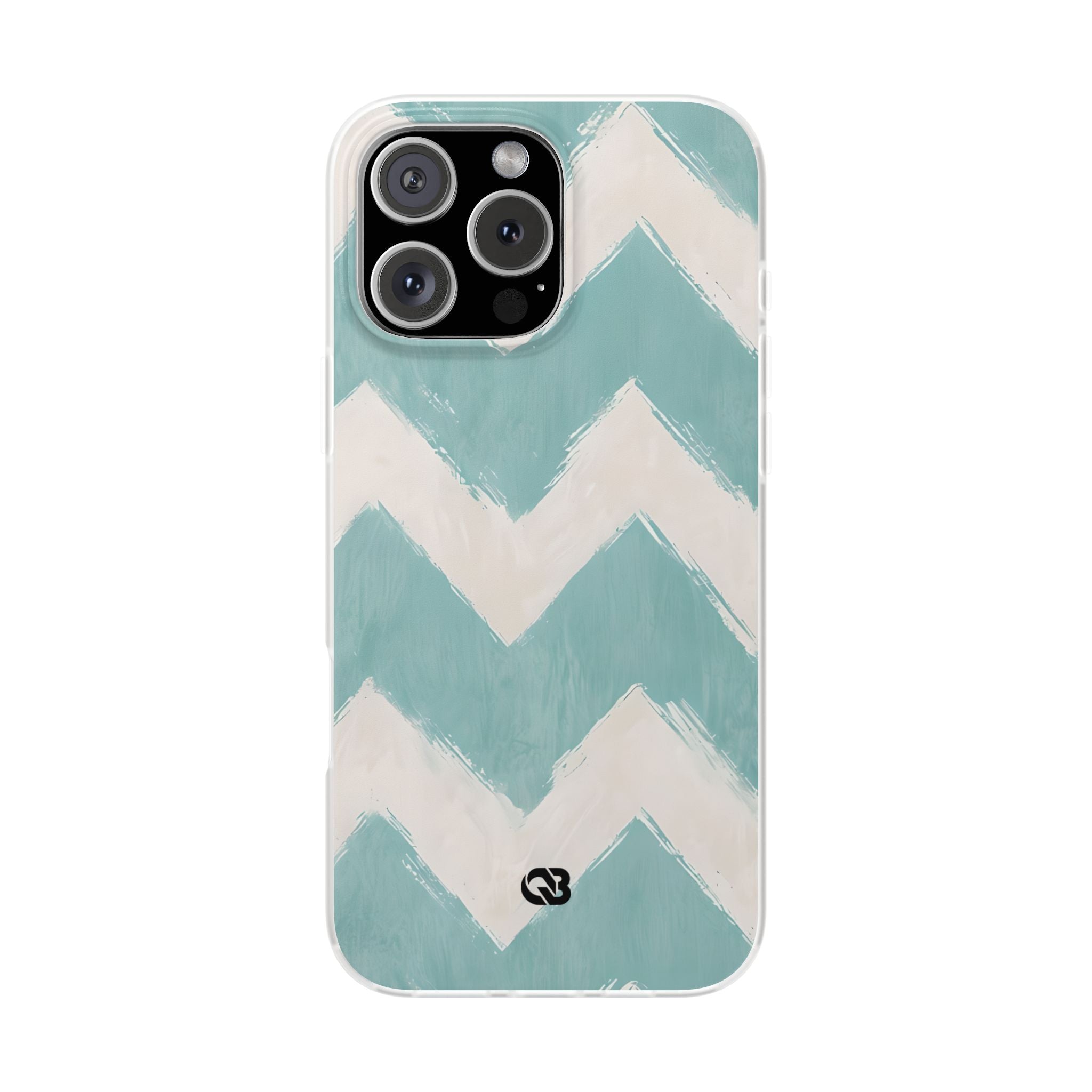 Teal Painted Chevron · Soft Phone Case for iPhone