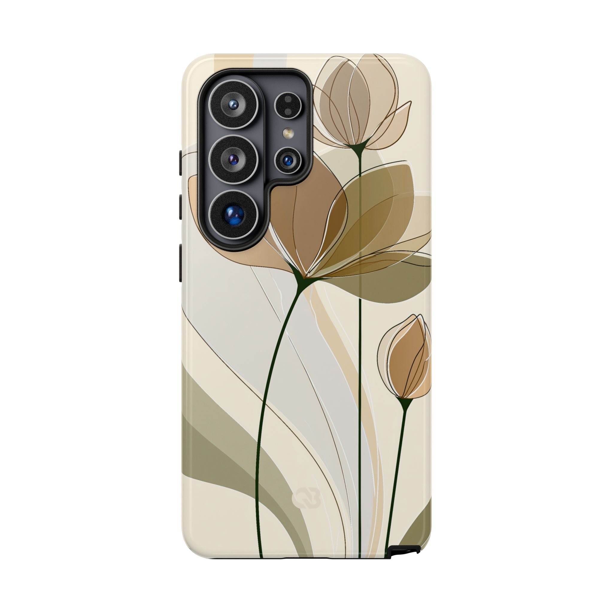 Beige Tough Phone Case for Samsung - Muted Ochre Petals