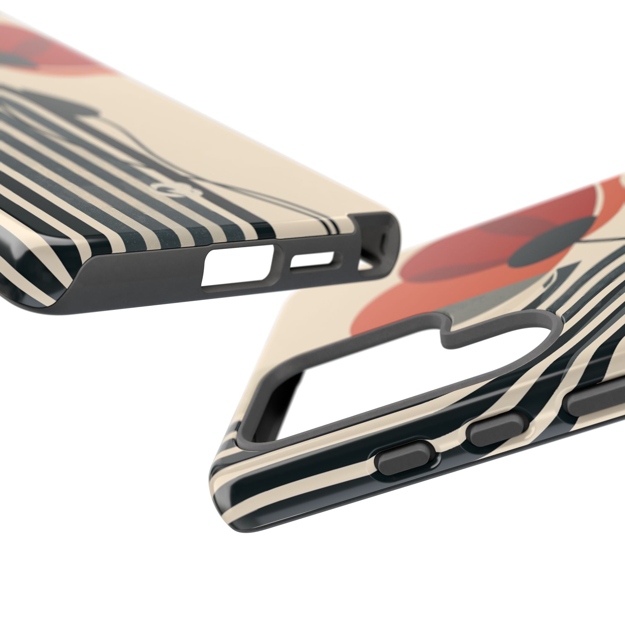 Beige Tough Phone Case for Samsung - Crimson Line Bloom
