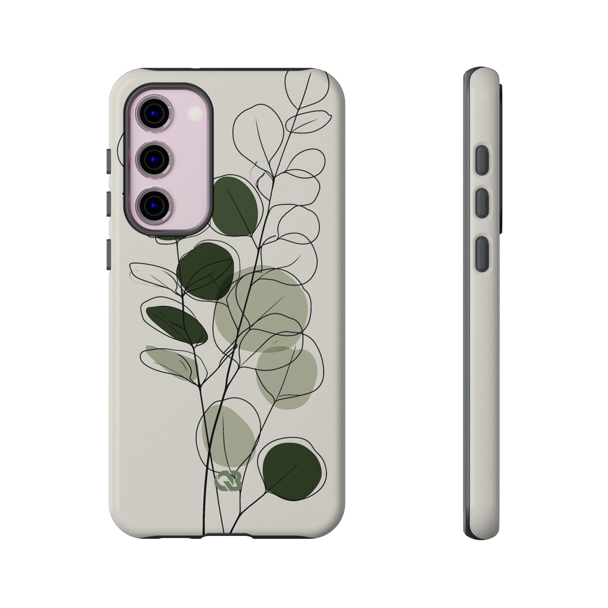 Green Tough Phone Case for Samsung - Muted Eucalyptus Sketch