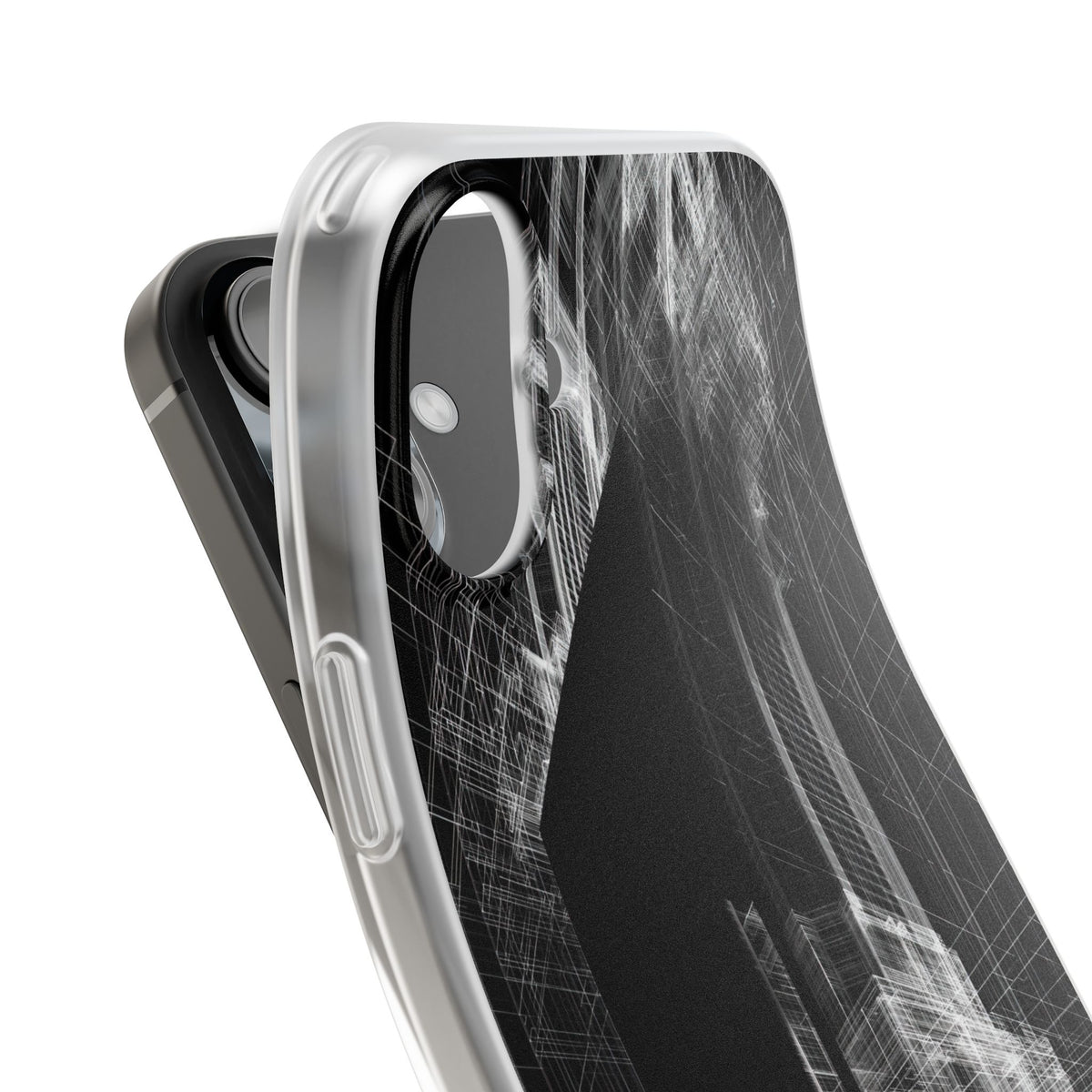 Black Lite Phone Case for iPhone - Ghost Urban Wireframe
