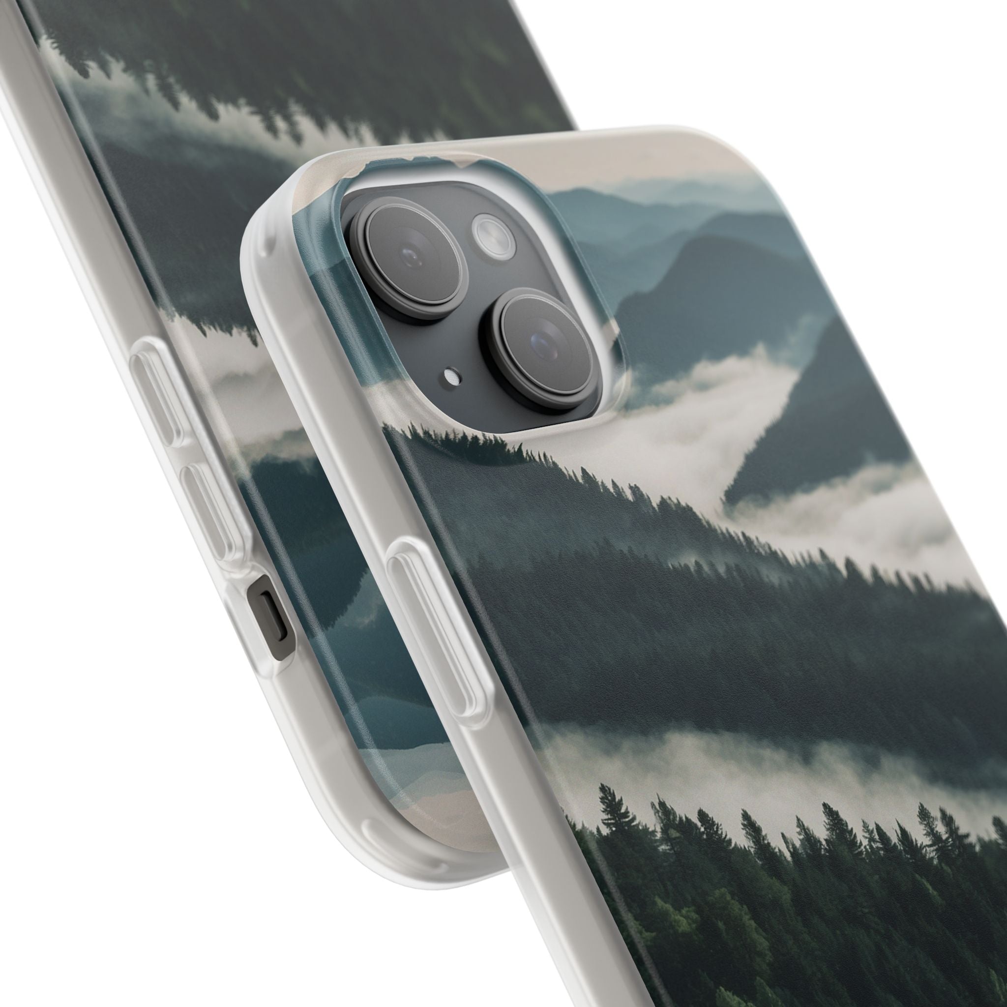 Misty Pine Peaks · Soft Hoesje voor iPhone