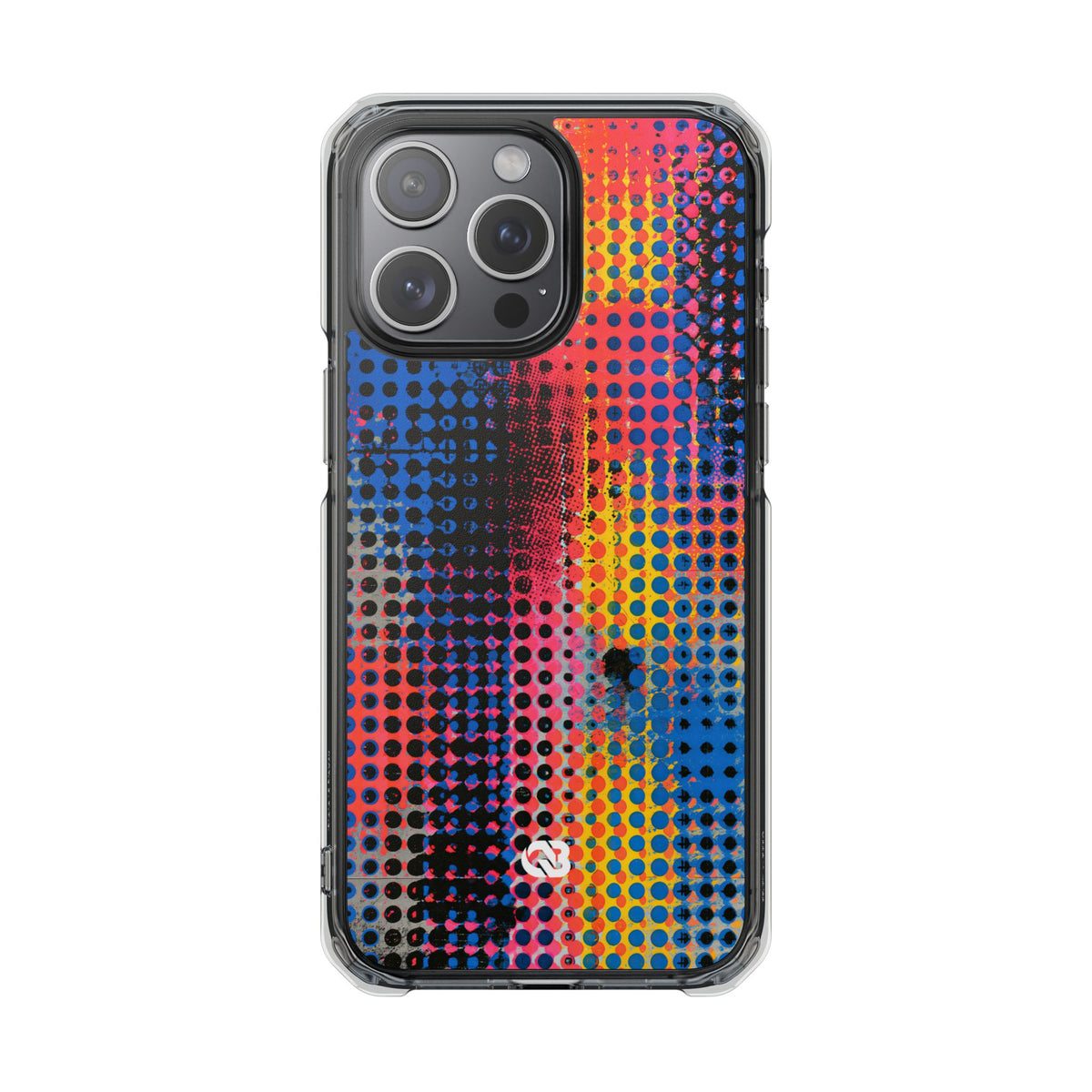 Chromatic Halftone Grid · Clear Impact Magnetic Phone Case for iPhone · Blue