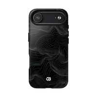 Black Tough 2.0 Magsafe Phone Case for iPhone - Obsidian Topo Wireframe