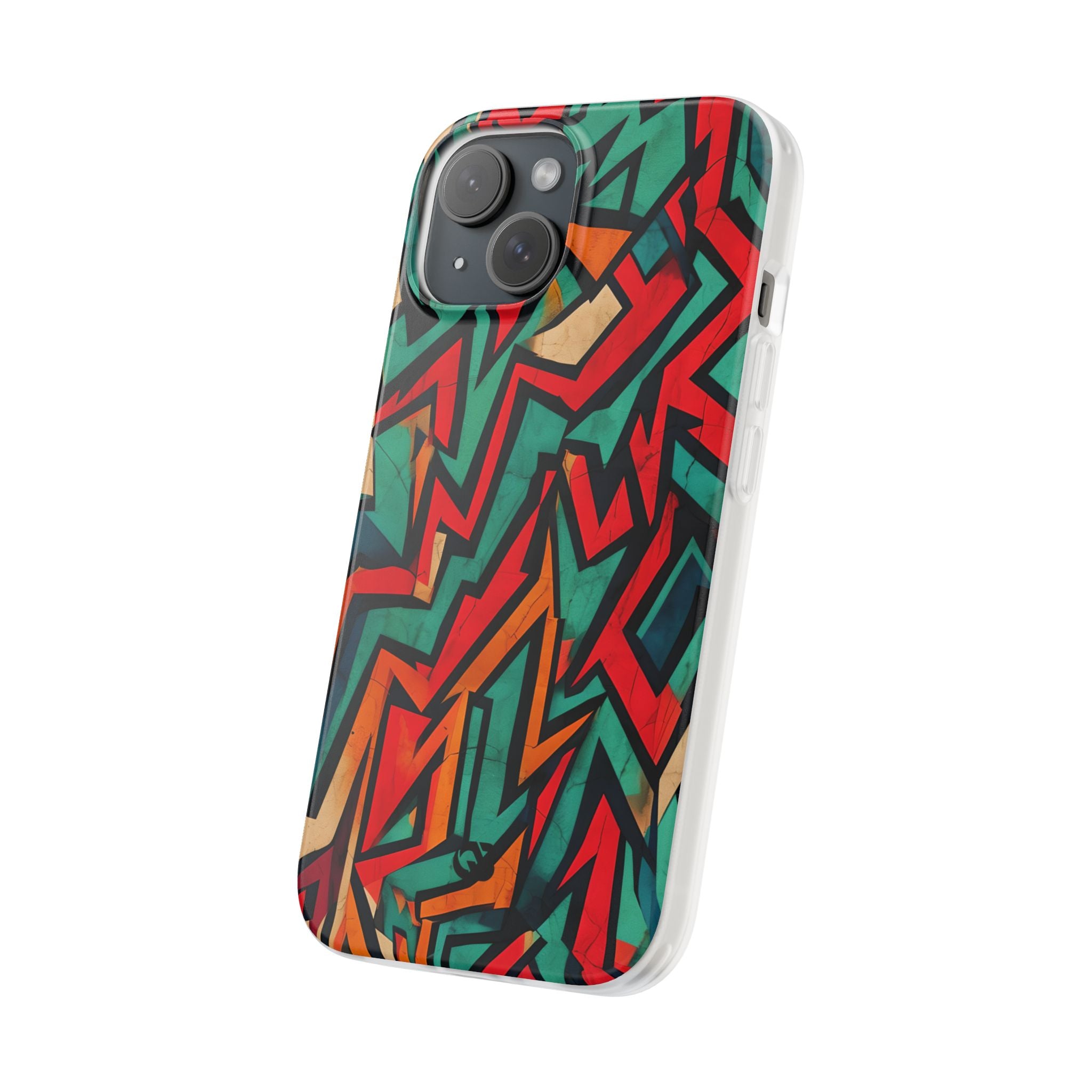 Jagged Teal Static · Soft Phone Case for iPhone