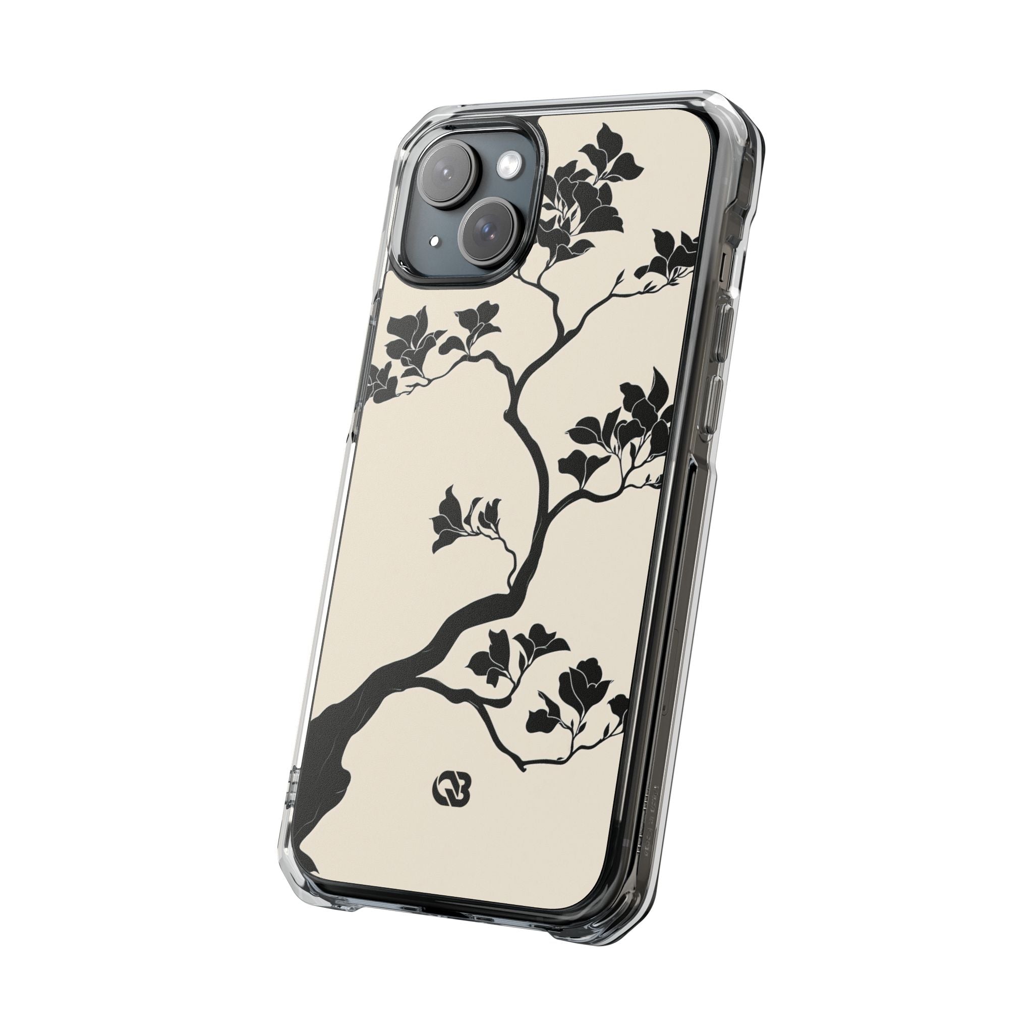 Beige Impact MagSafe Phone Case for iPhone - Obsidian Bonsai Silhouette