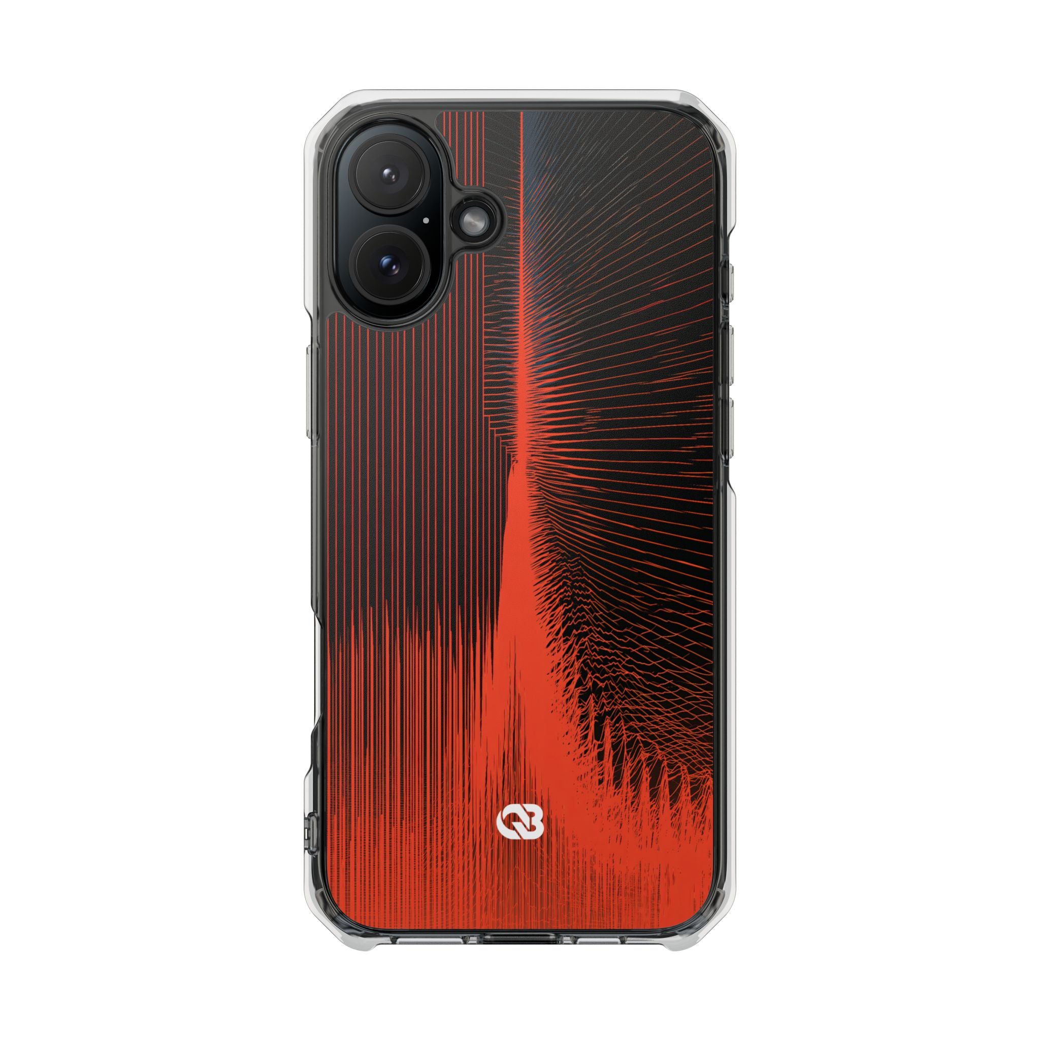 Red Impact MagSafe Phone Case for iPhone - Crimson Frequency Pulse