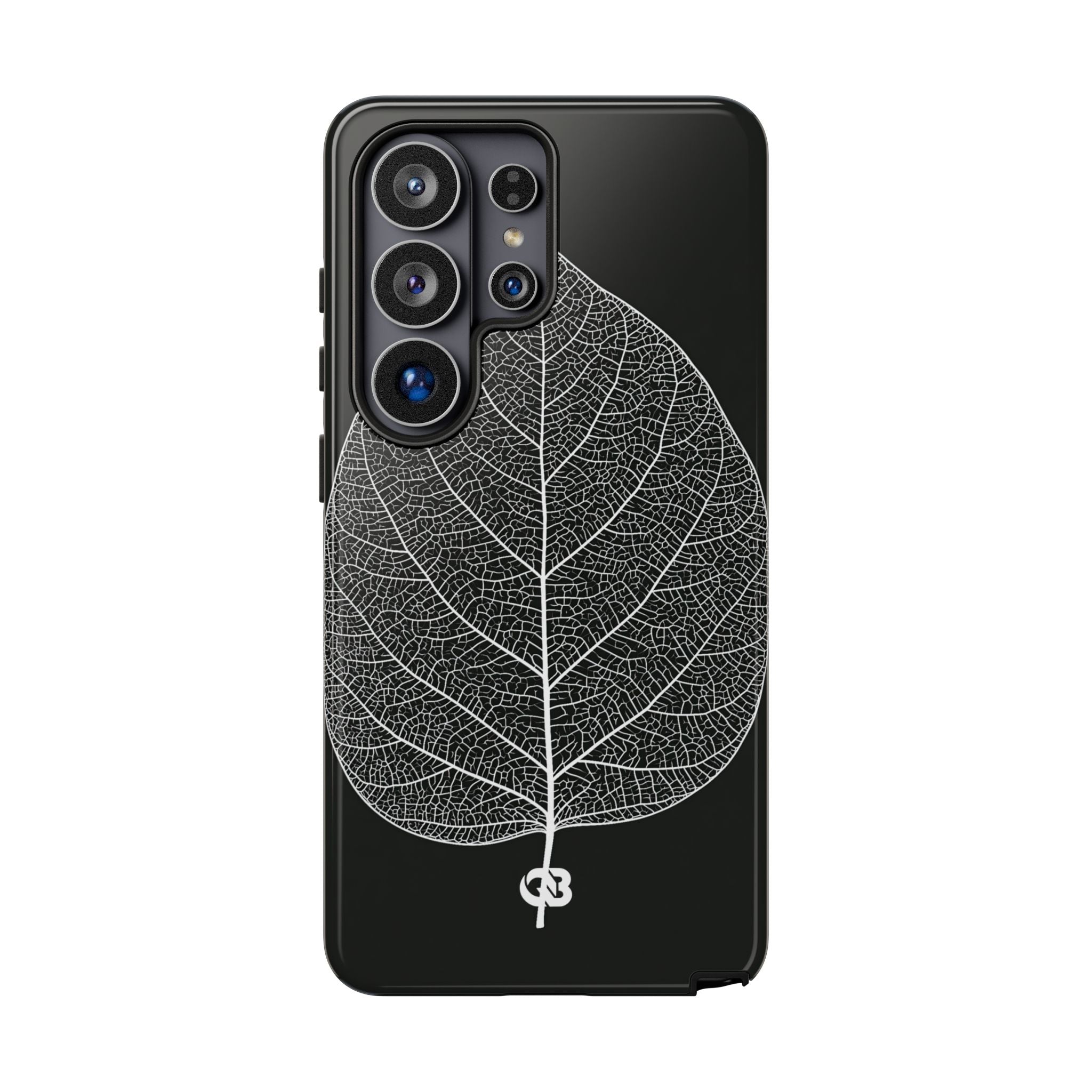 Black Tough Phone Case for Samsung - Bleached Leaf Lattice