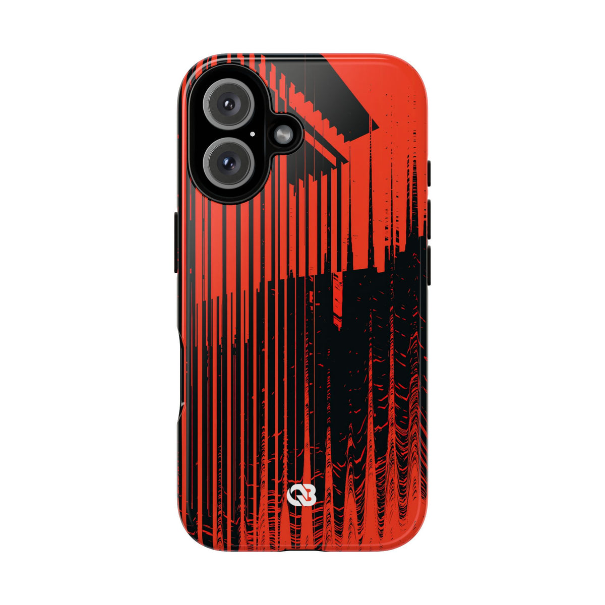 Red Tough Phone Case for iPhone - Crimson Brutalist Distortion