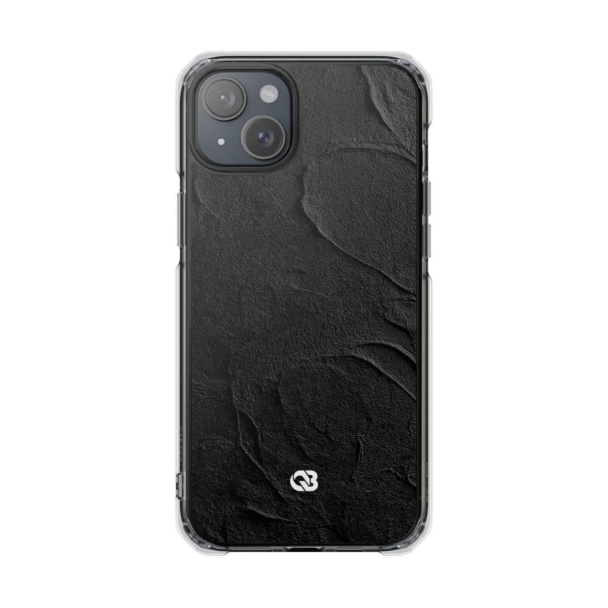 Obsidian Stucco Relief · Clear Impact Magnetic Phone Case for iPhone · Black