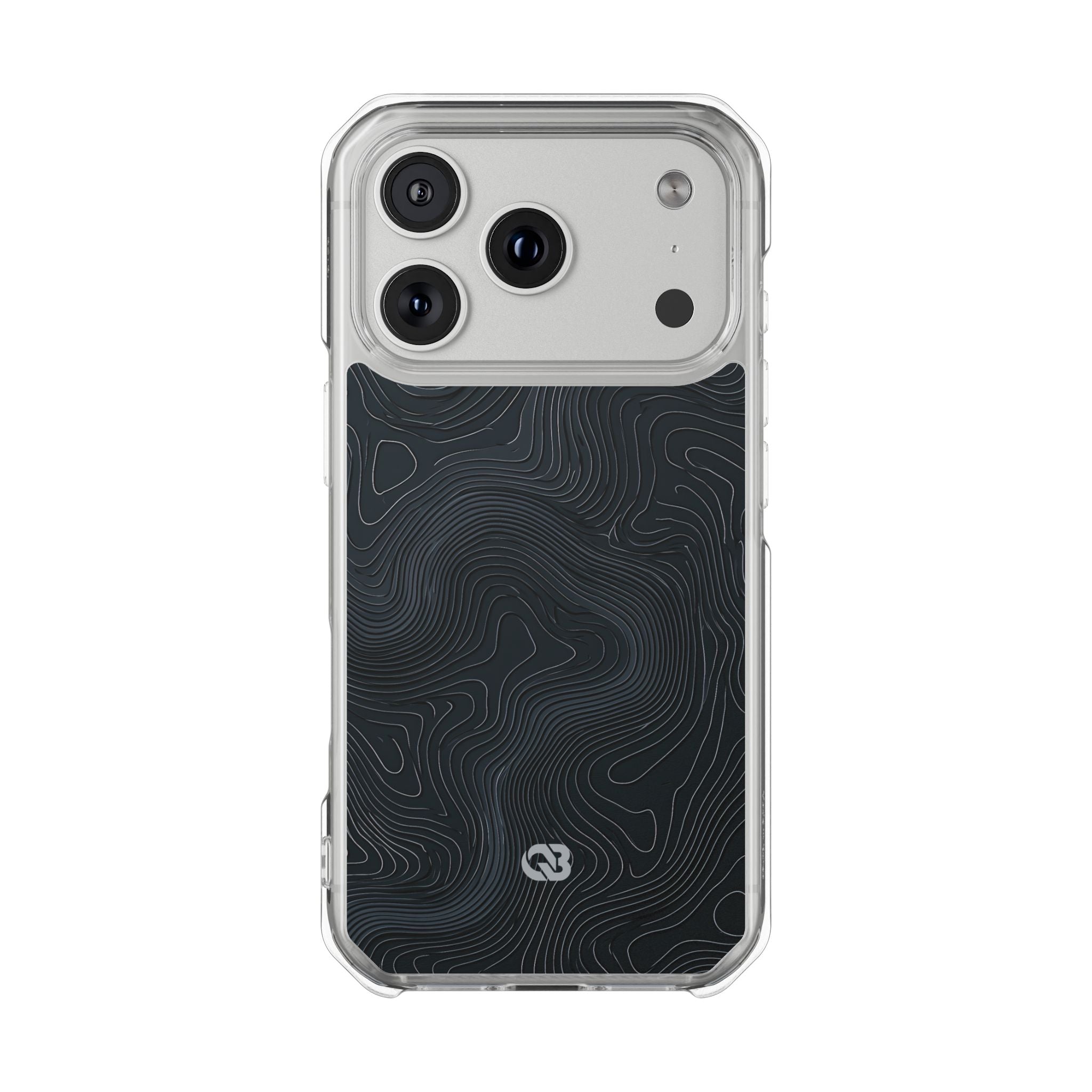 Black Impact MagSafe Phone Case for iPhone - Obsidian Ridge Topo