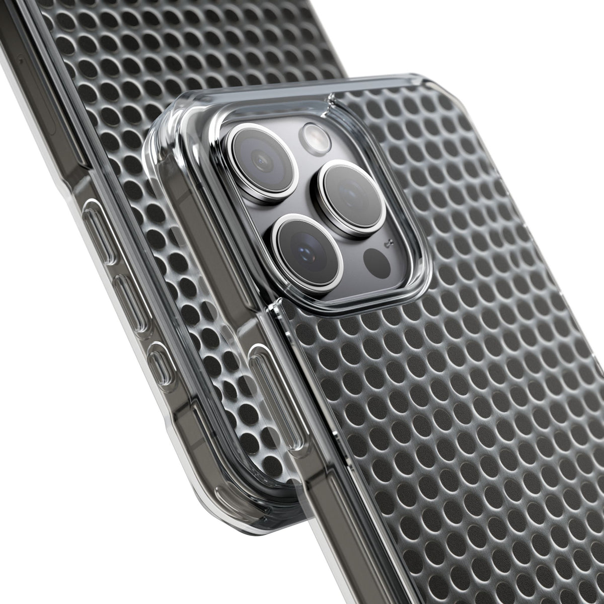 Silver Impact MagSafe Phone Case for iPhone - Brutalist Steel Mesh
