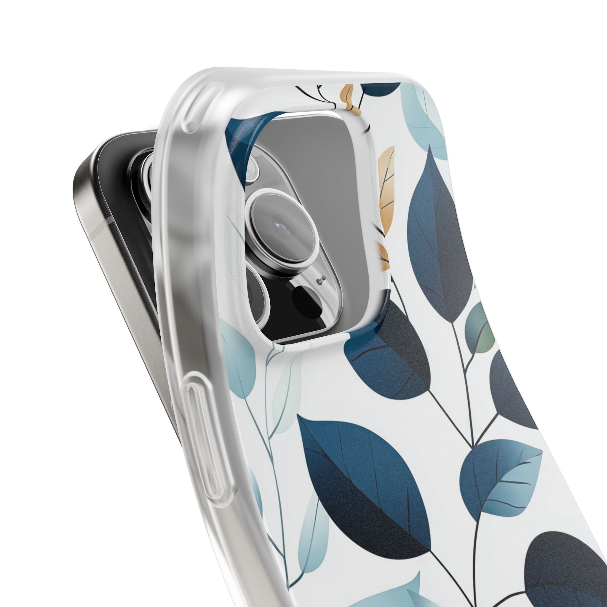 Navy Leaf Veins iPhone 16 Pro Case - Soft