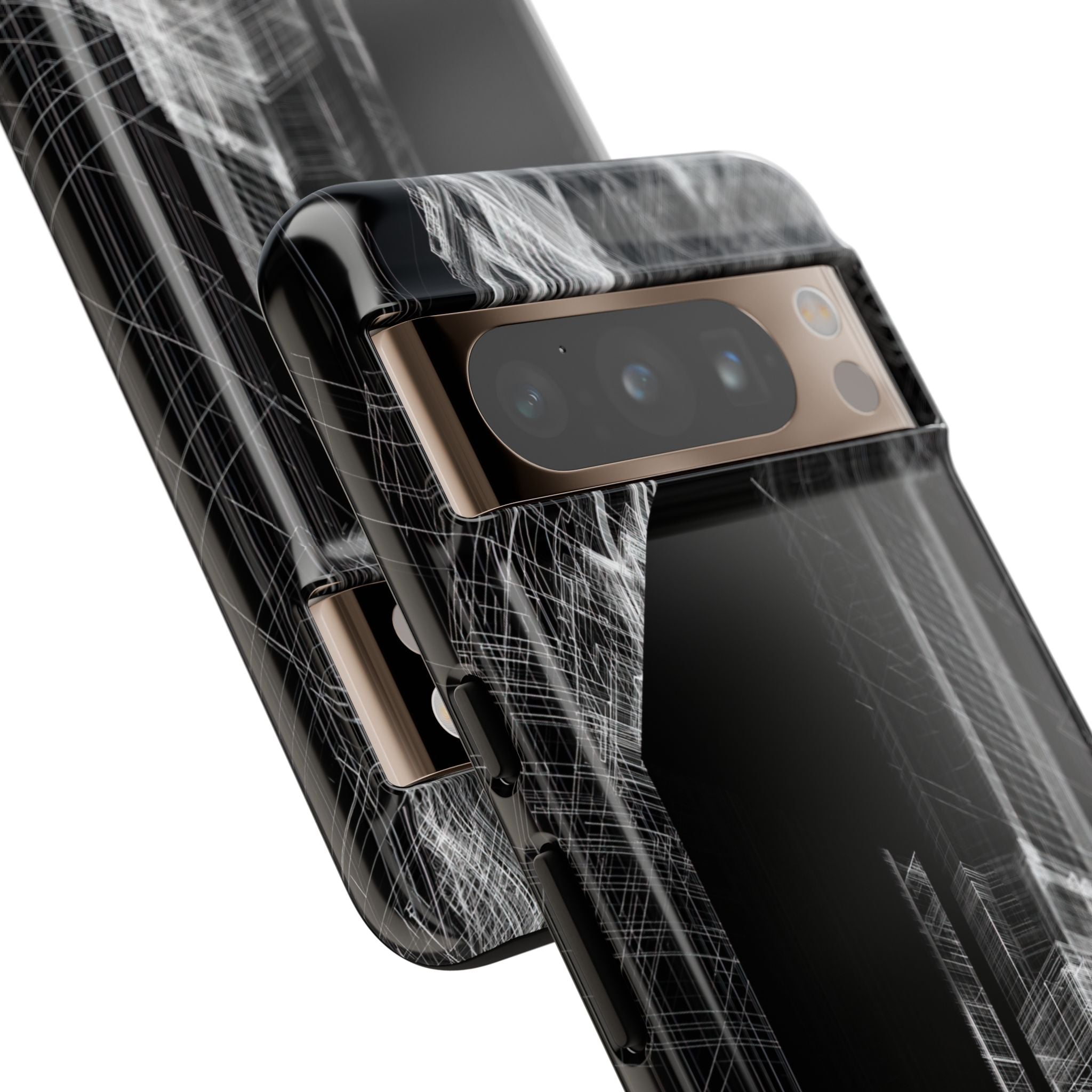 Black Tough Phone Case for Google Pixel - Ghost Urban Wireframe