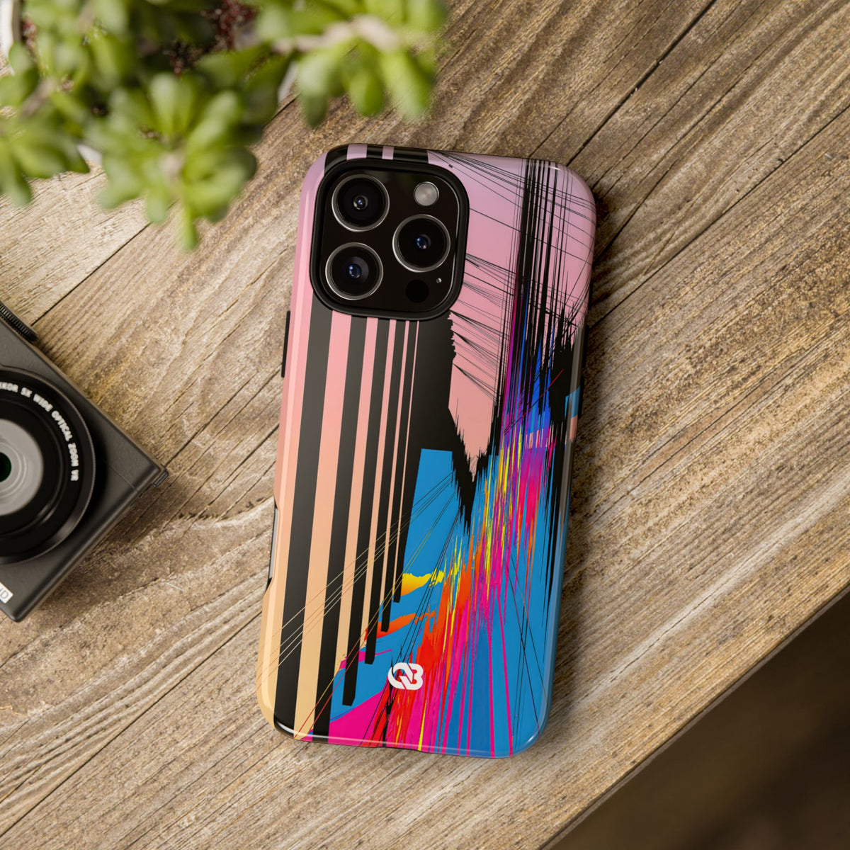 Blue Tough Phone Case for iPhone - Fractured Data Skyline