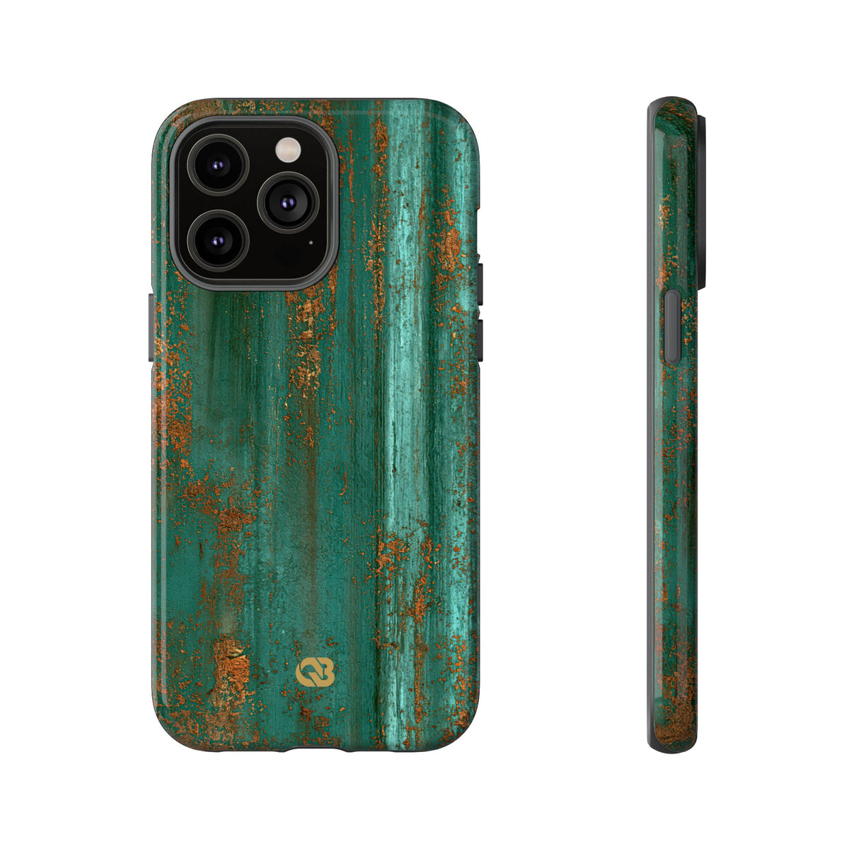 Teal Tough Phone Case for iPhone - Verdigris Copper Siding
