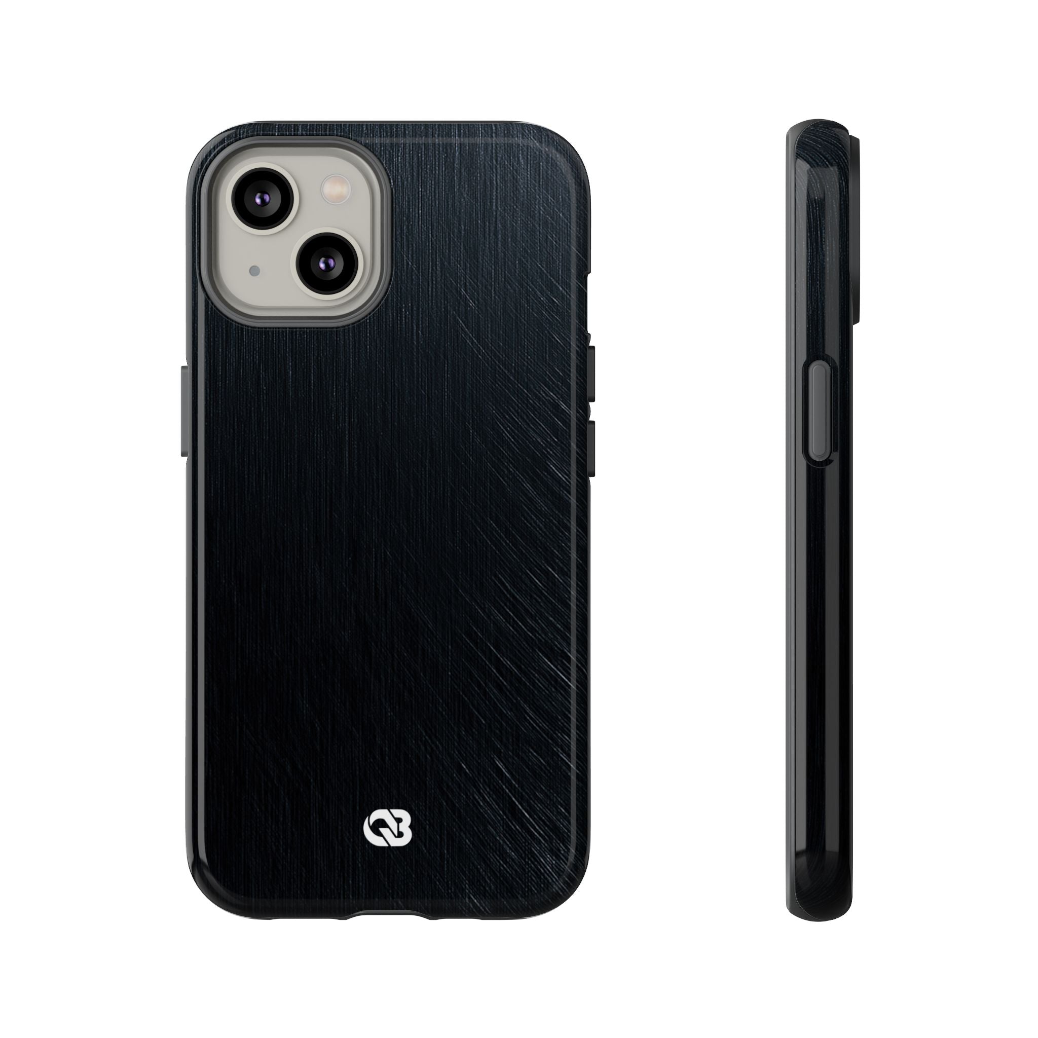 Black Tough Phone Case for iPhone - Midnight Brushed Grain
