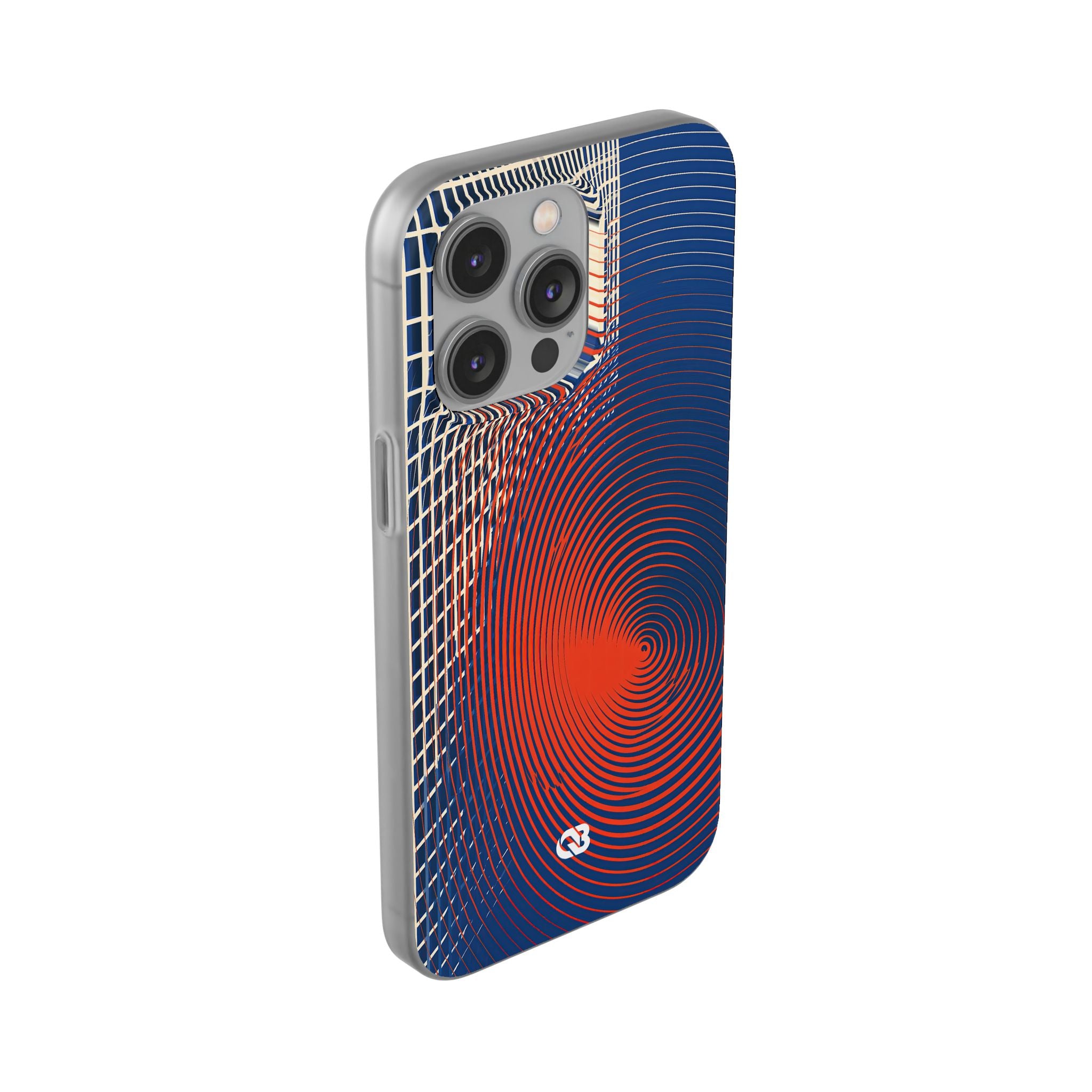 Blue Lite Phone Case for iPhone - Orange Orbit Grid