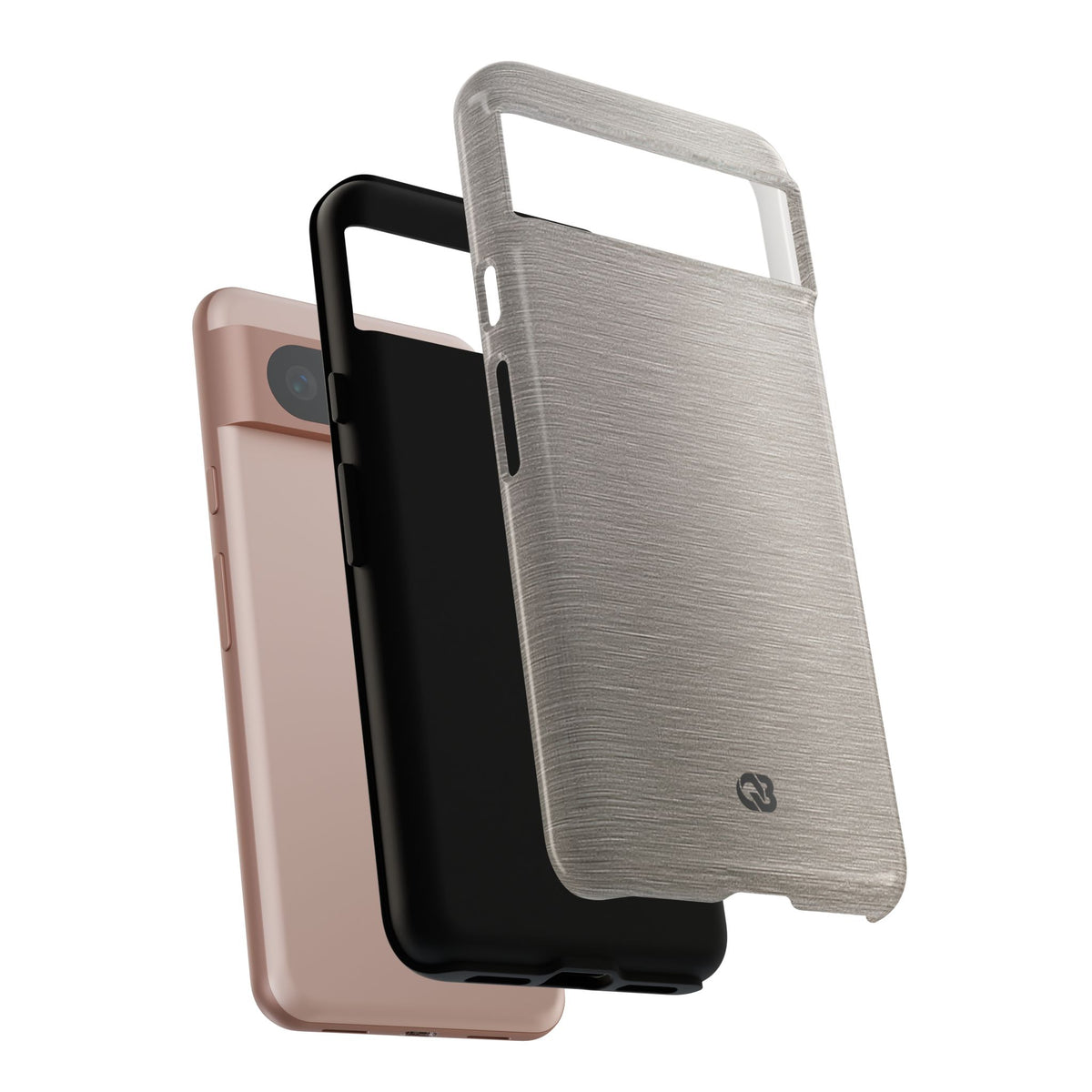 Grey Tough Phone Case for Google Pixel - Brushed Nickel Linen