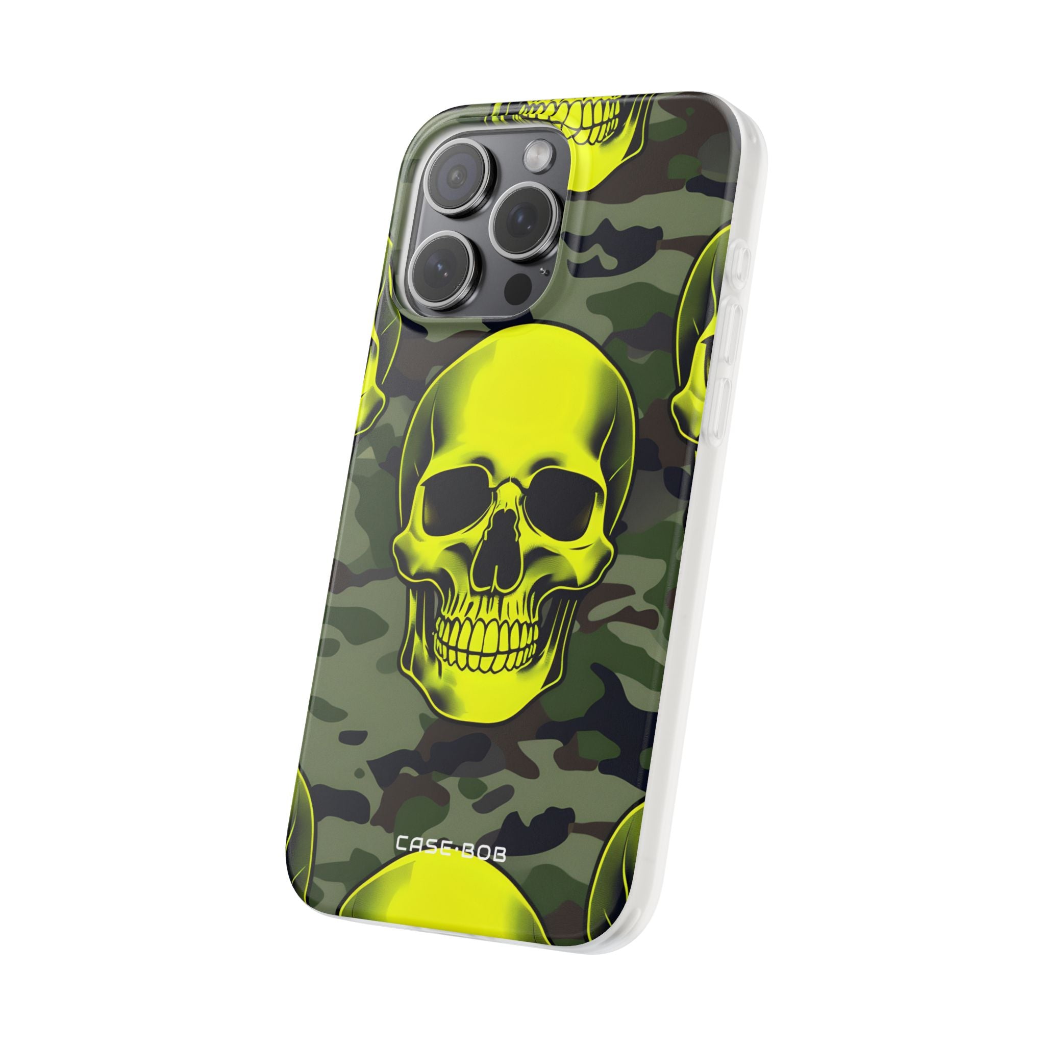 Neon Skull Camo iPhone 15 Pro Max Case - Soft