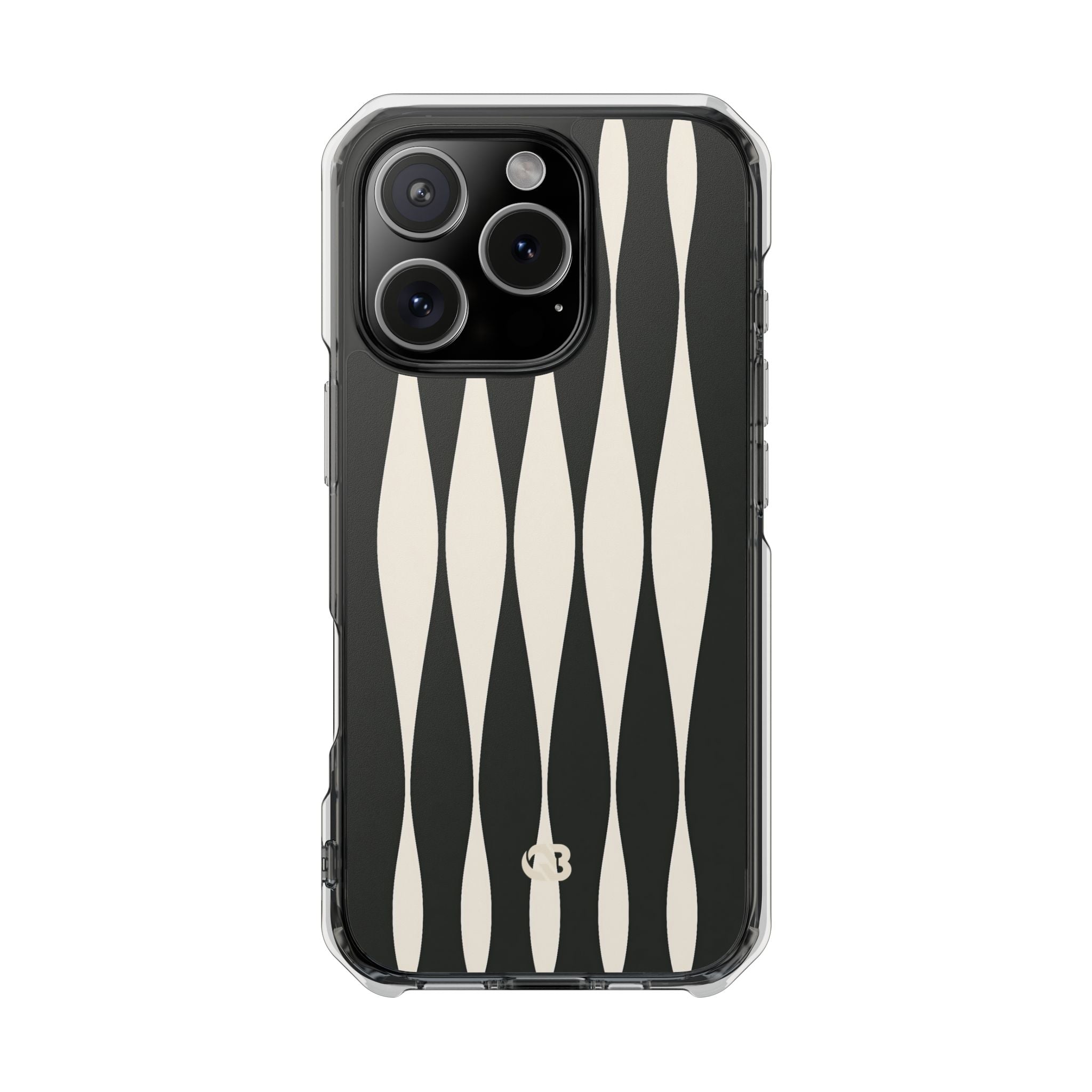 Black Impact MagSafe Phone Case for iPhone - Ivory Spindle Grid