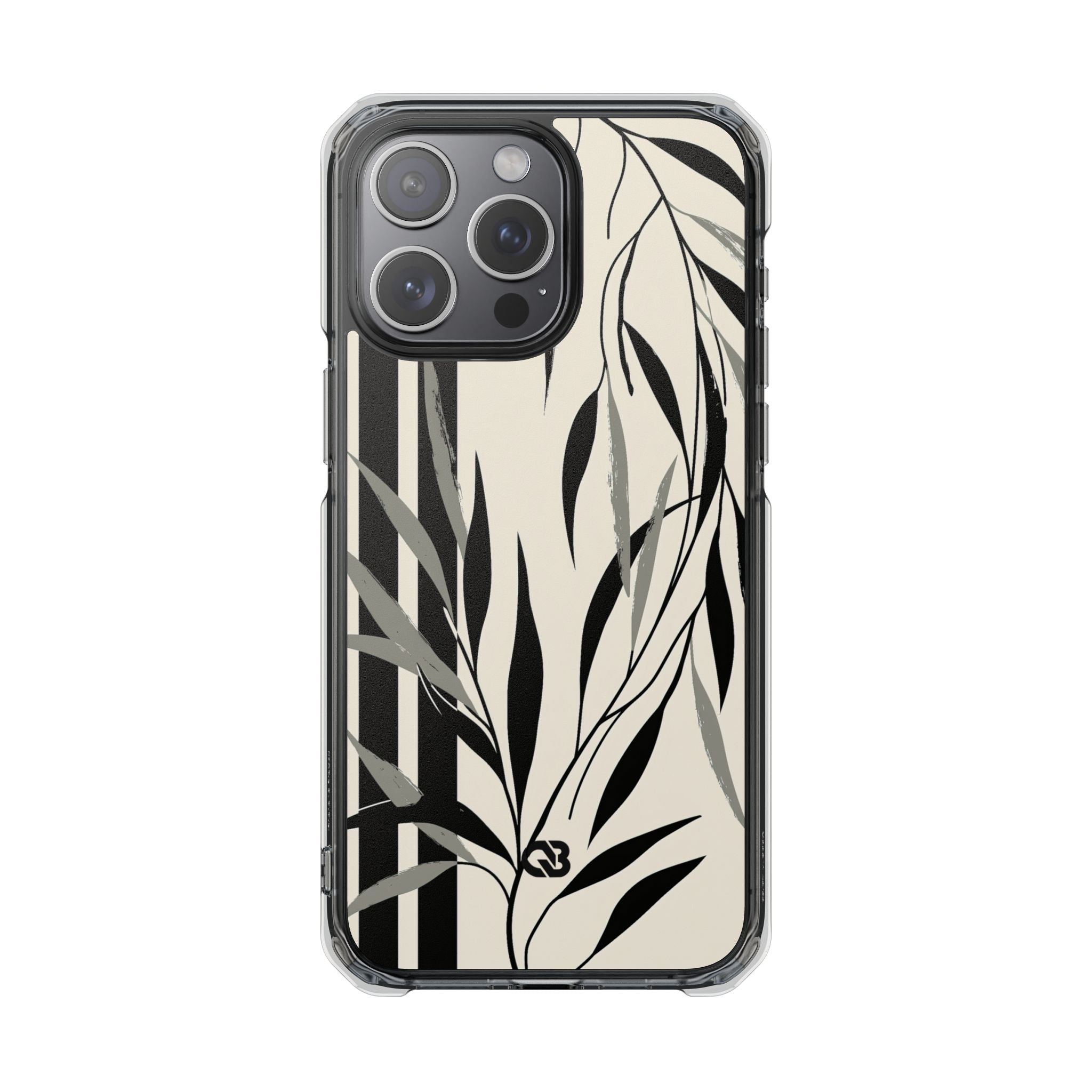 Beige Impact MagSafe Phone Case for iPhone - Soot Leaf Sketch