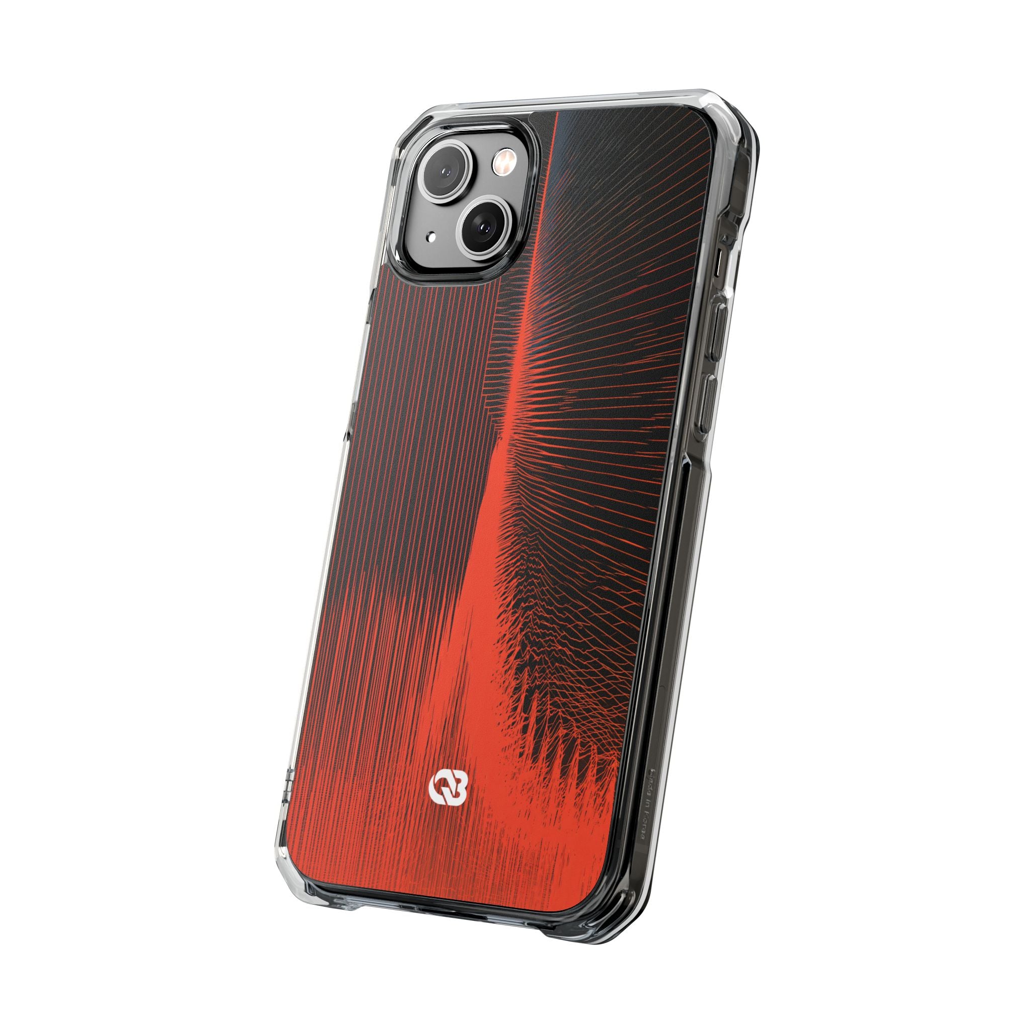 Red Impact MagSafe Phone Case for iPhone - Crimson Frequency Pulse