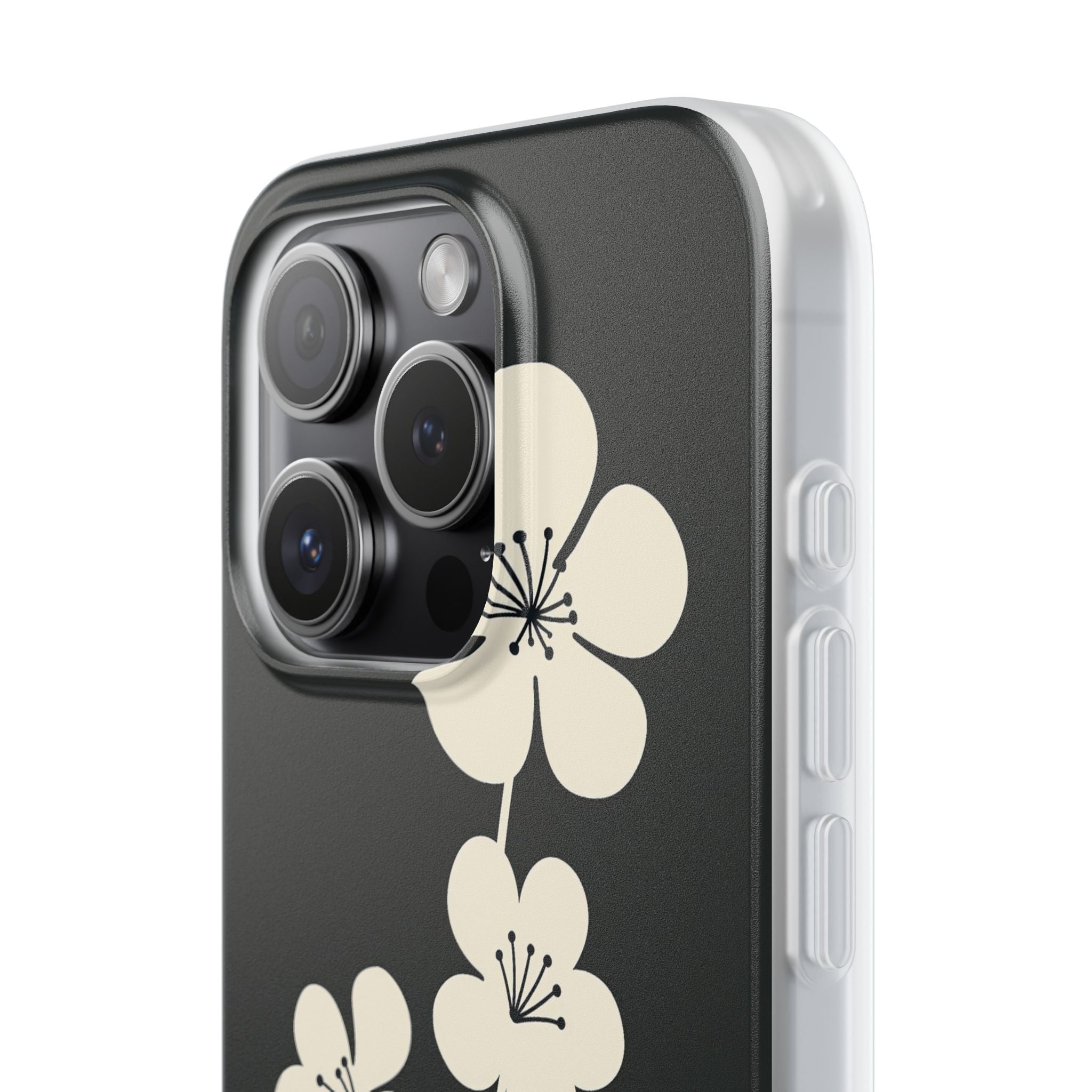 Black Lite Phone Case for iPhone - Obsidian Cream Bloom