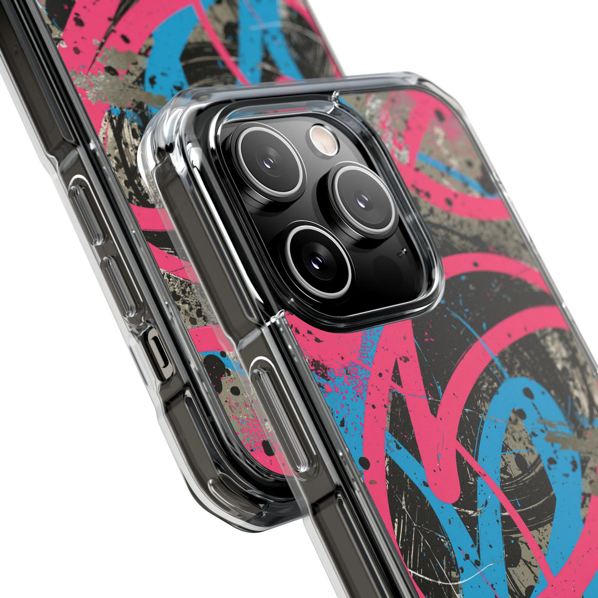Cyber Splatter Flow · Clear Impact Magnetic Phone Case for iPhone · Pink