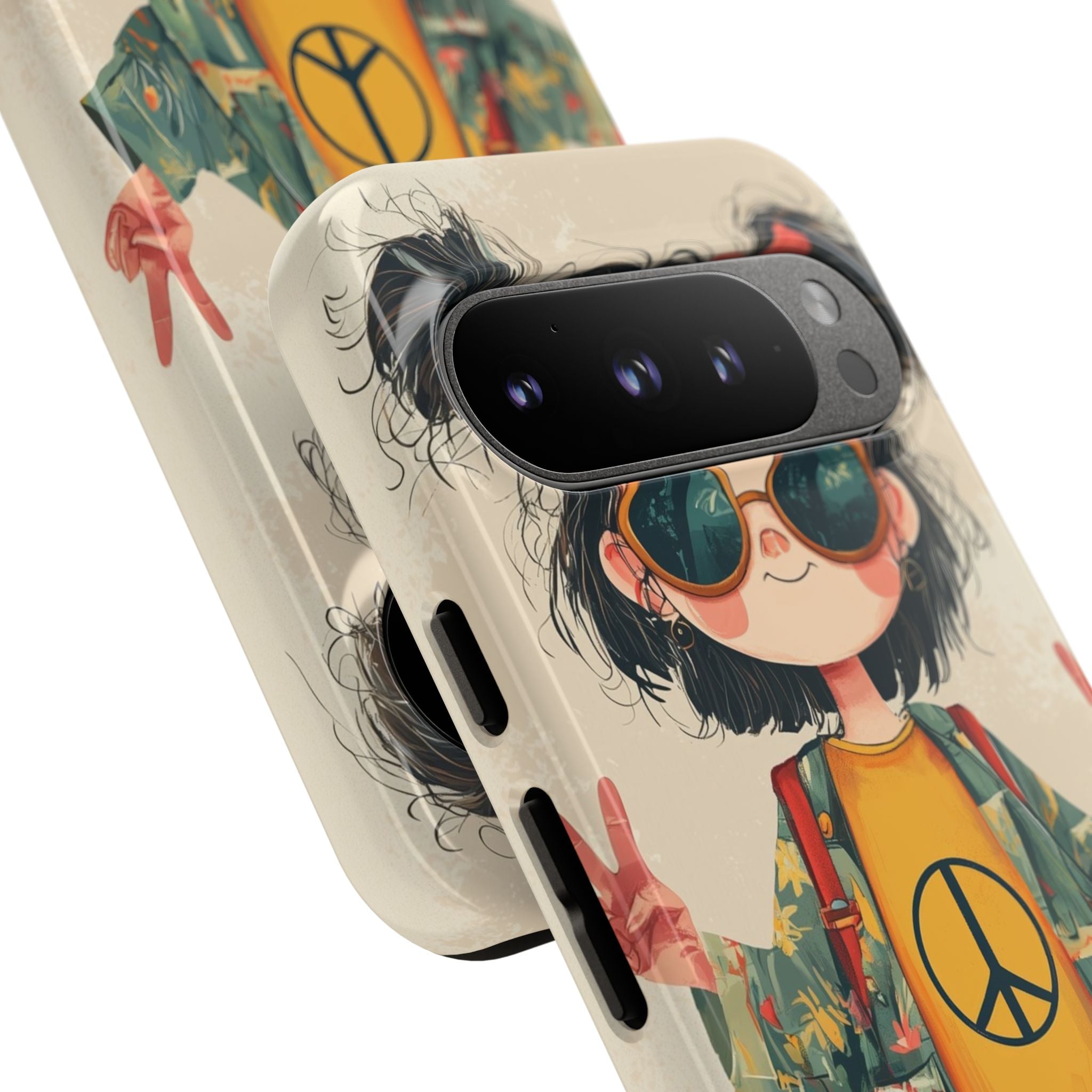 Retro Peace Girl · Coque de téléphone Tough pour Google Pixel