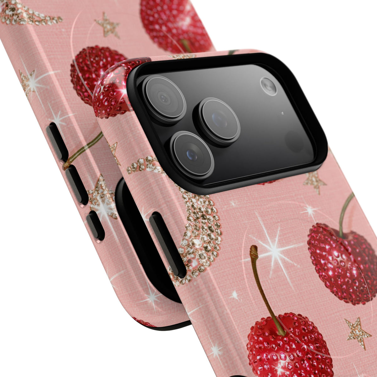 Bedazzled Ruby Cherries · Tough 2.0 Magnetic Phone Case for iPhone · Pink
