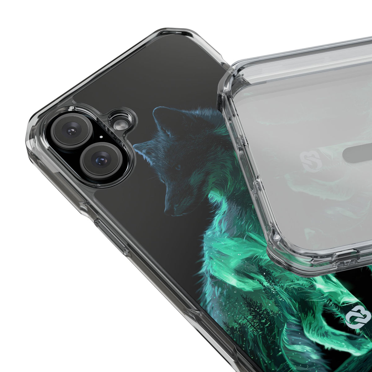 Nordic Aurora Fox · Clear Impact Magnetic Phone Case for iPhone · Teal